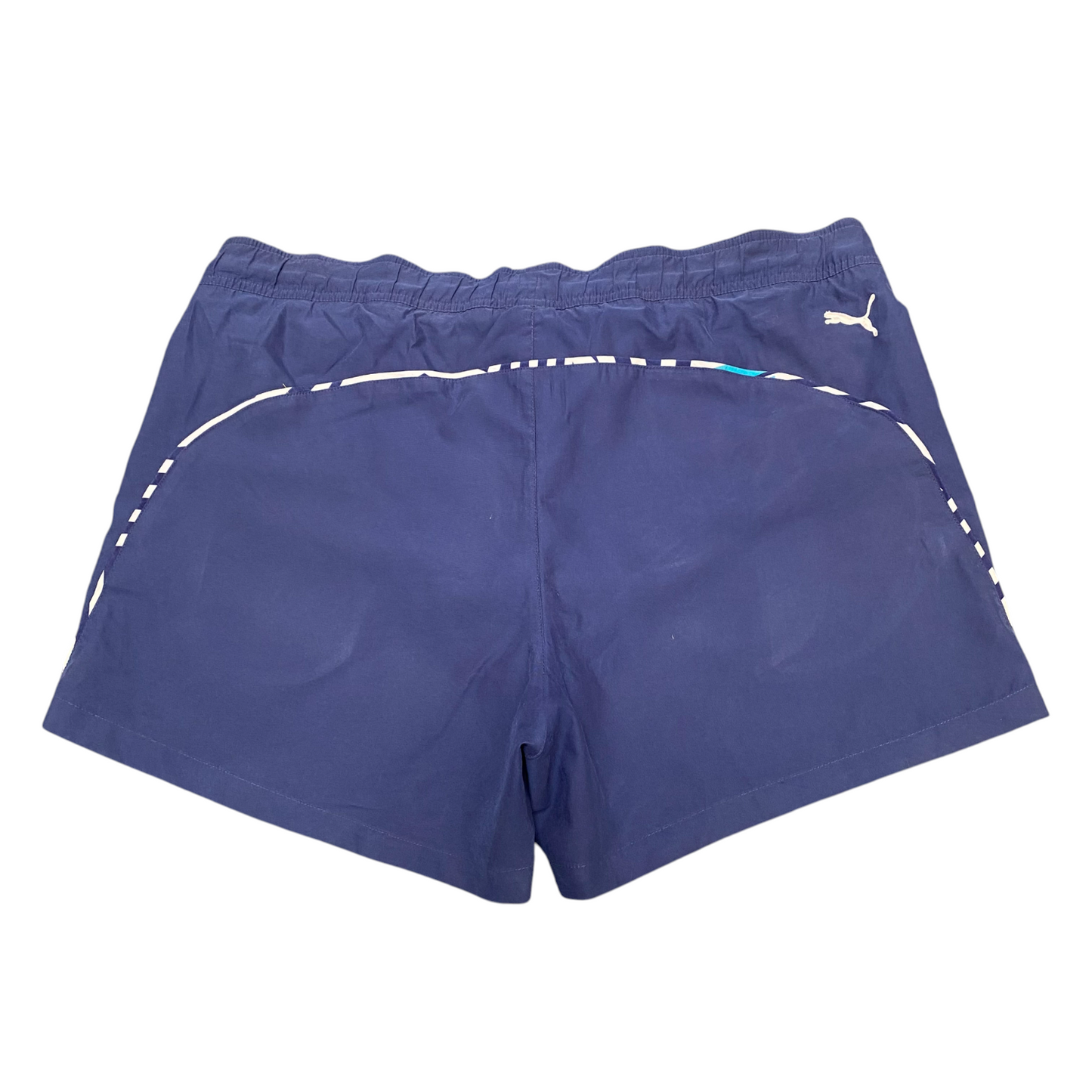 PUMA Swim Beach Shorts Mens 38W Blue Mesh Logo Athletic Drawstring Elastic Waist