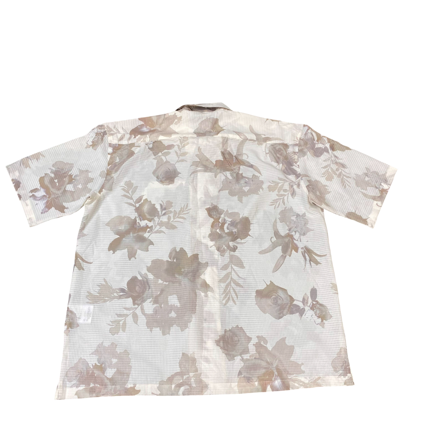 Hawaiian Shirt Mens L Cream Floral Pocket Short Sleeve Button Down Outdoor