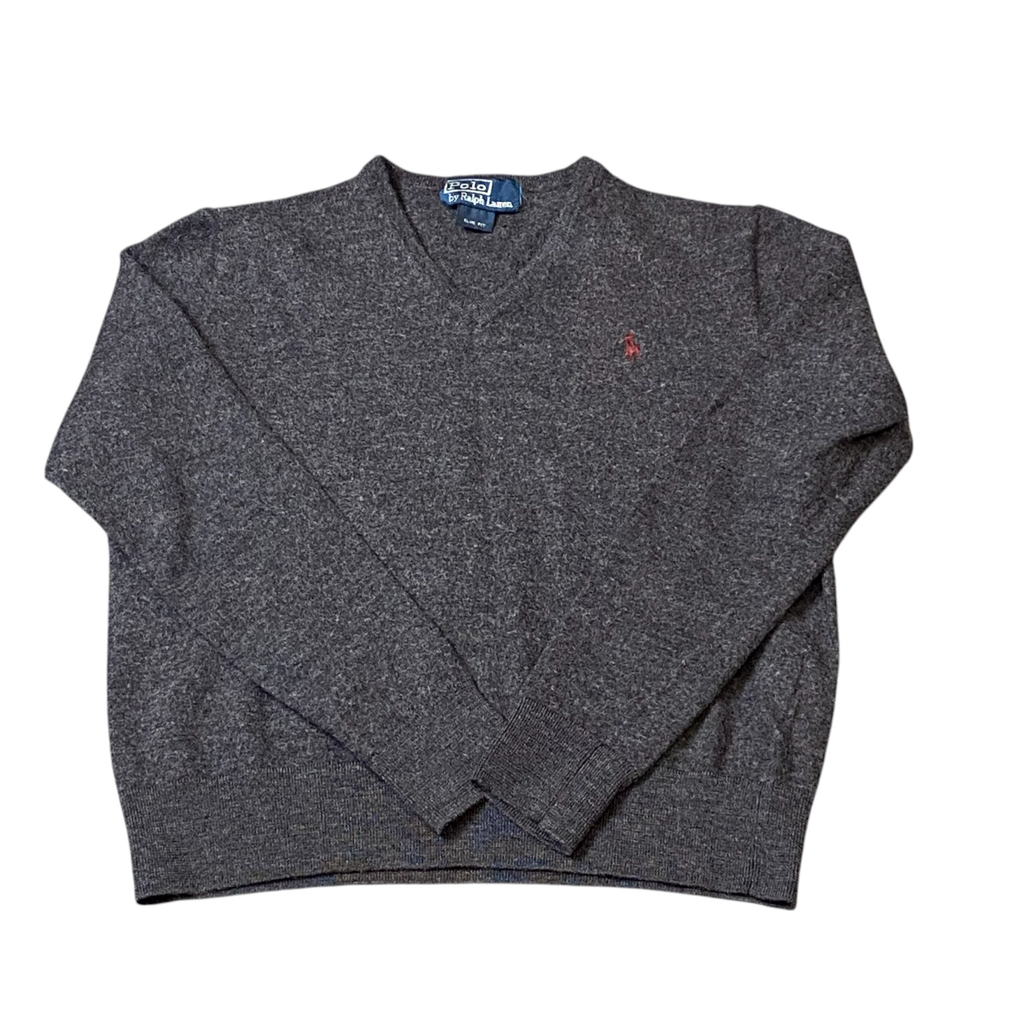 Ralph Lauren Jumper Mens Small Grey Slim Fit Long Sleeve Pony Logo Pullover