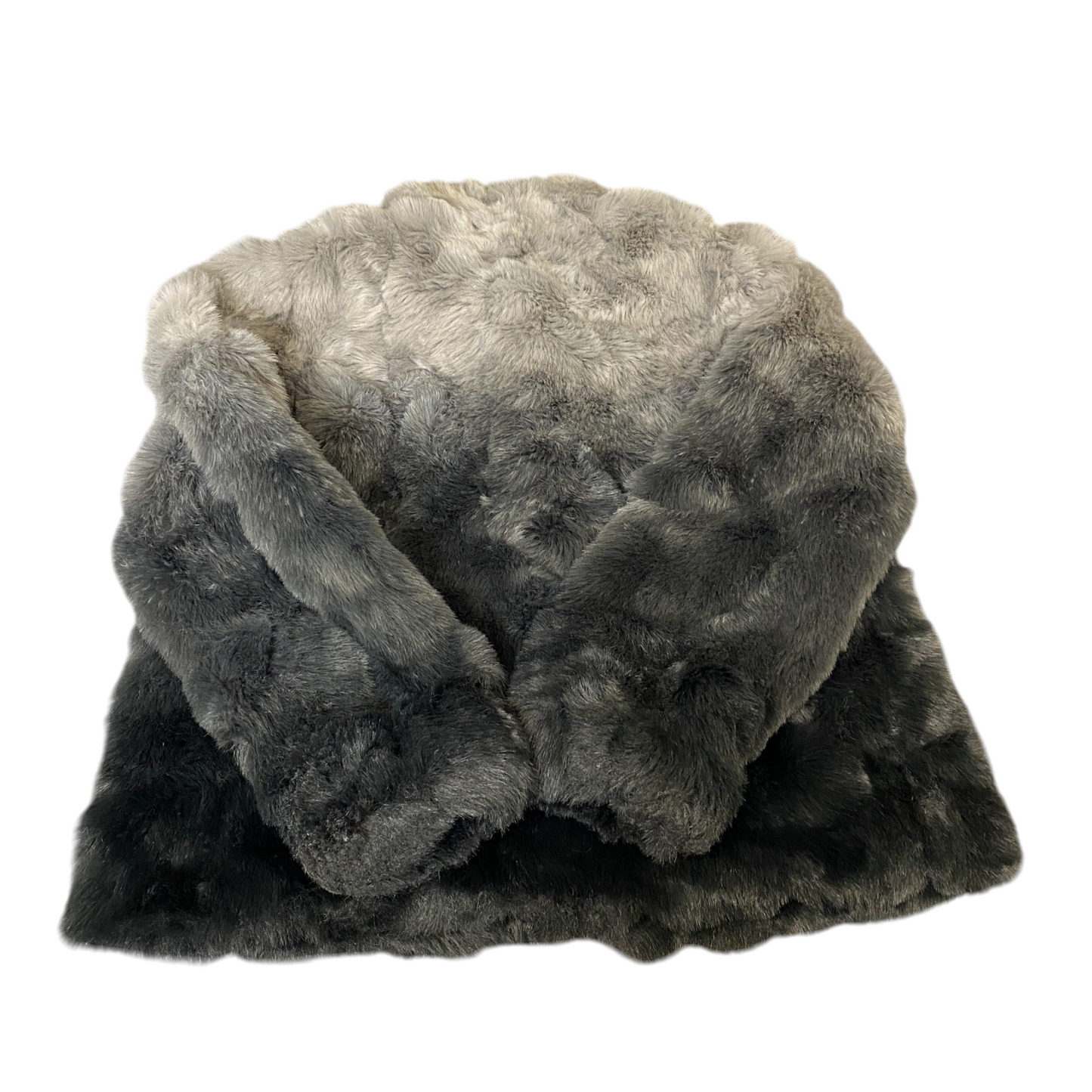 Incognita Faux Fur Jacket Womens Large Grey Black Tie Dye Lined Cozy Soft Warm