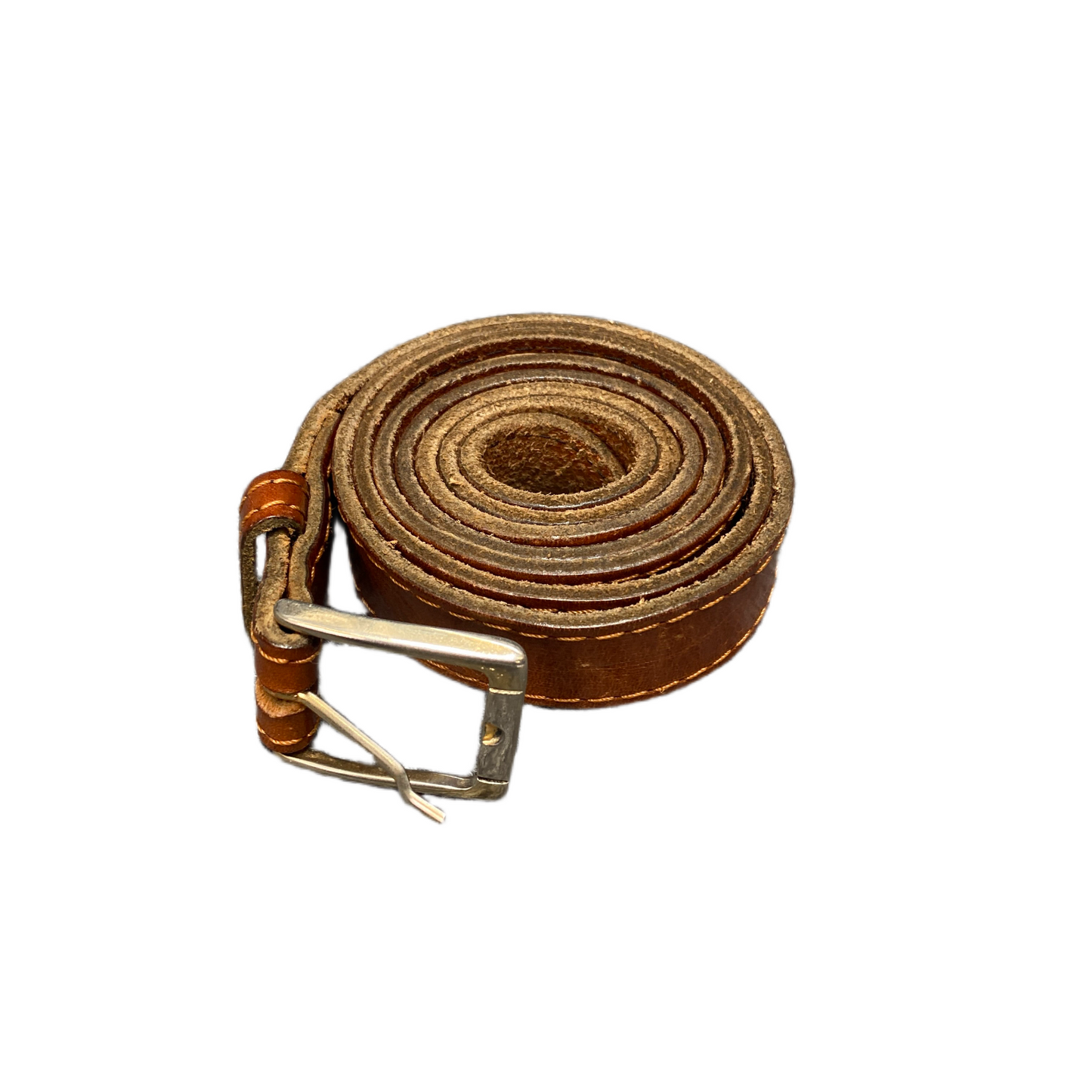 Waist Belt Mens Brown Handmade Leather Adjustable Silver Pin Buckle 46.5 inches