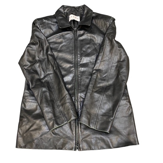 Negro F.lli Leather Jacket Womens Medium Black Lined Long Sleeve Collared Zipper