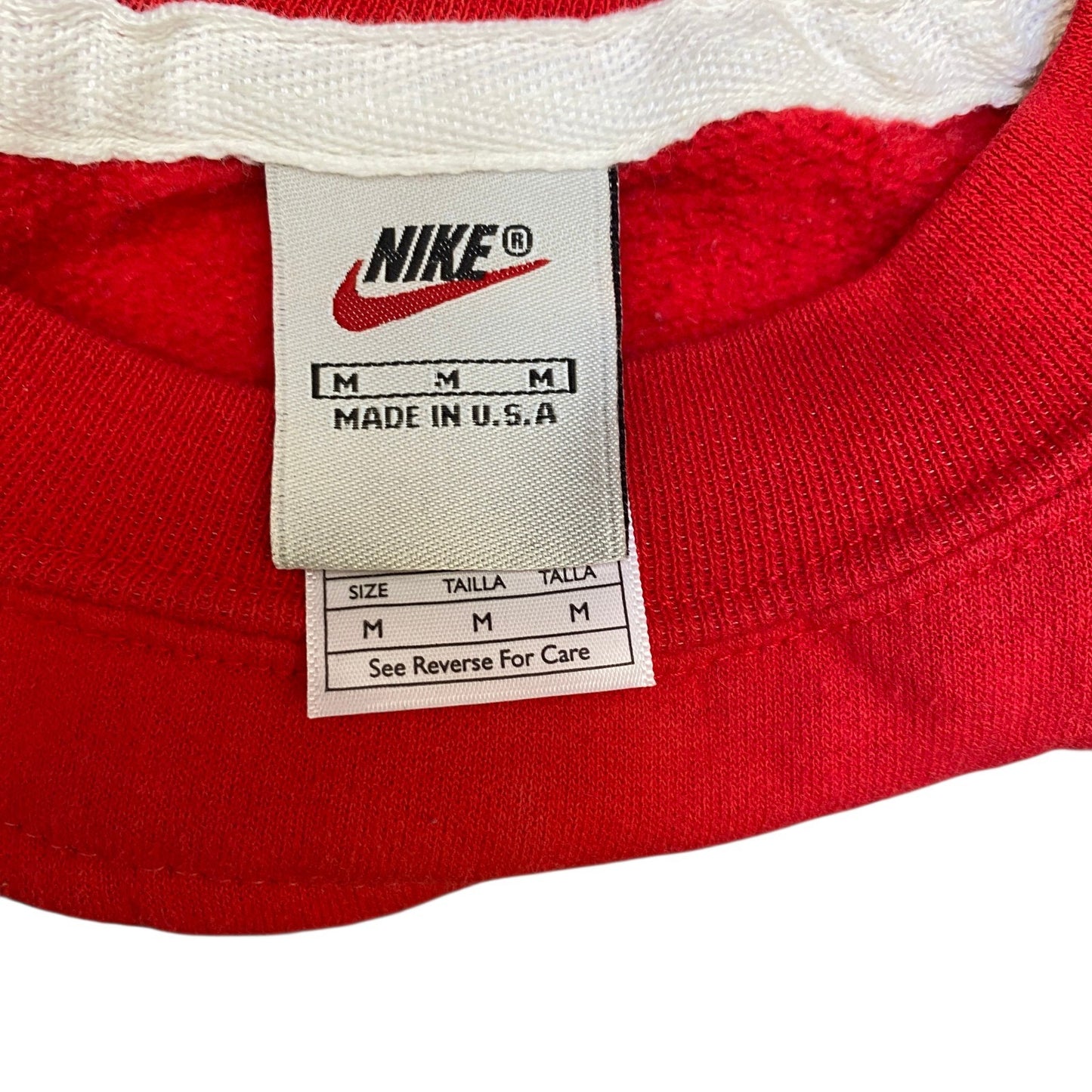 Nike Reworked Sweatshirt Mens M Green Red Embroidered Spellout Logo Vintage Y2K
