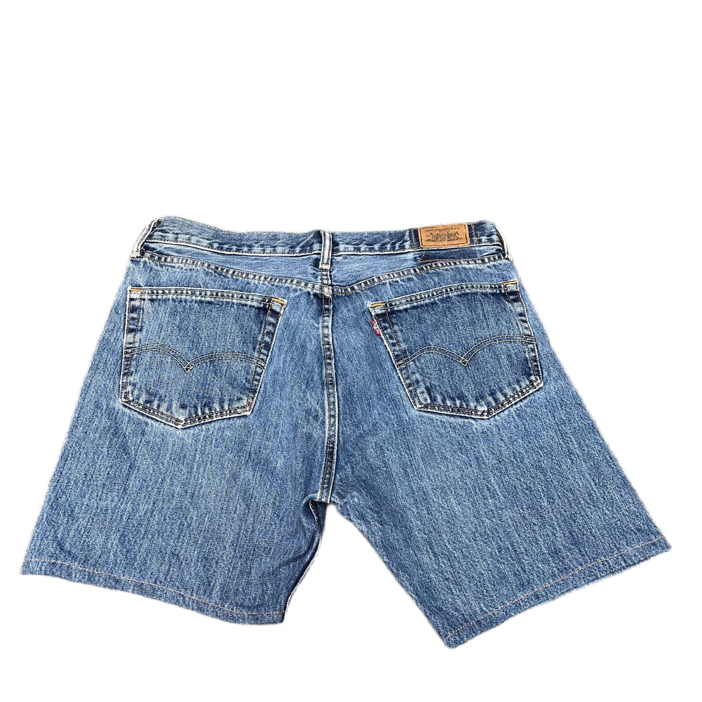 Levi's Denim Shorts Fits as Mens L 34" Waist Blue Denim Faded Red Tab 5-Pockets
