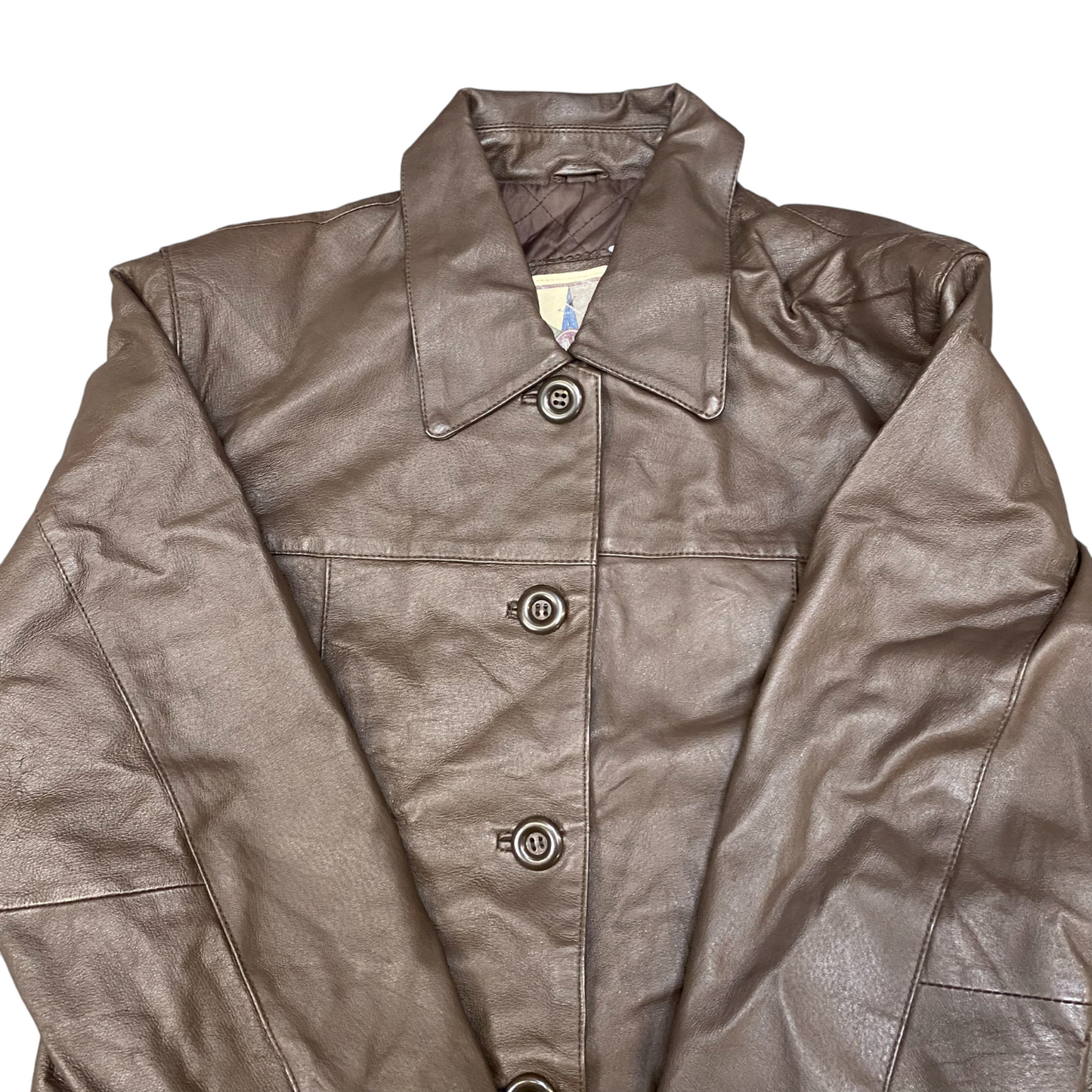 Middlebrook Park Leather Jacket Womens Small Brown Lined Collared Button Front