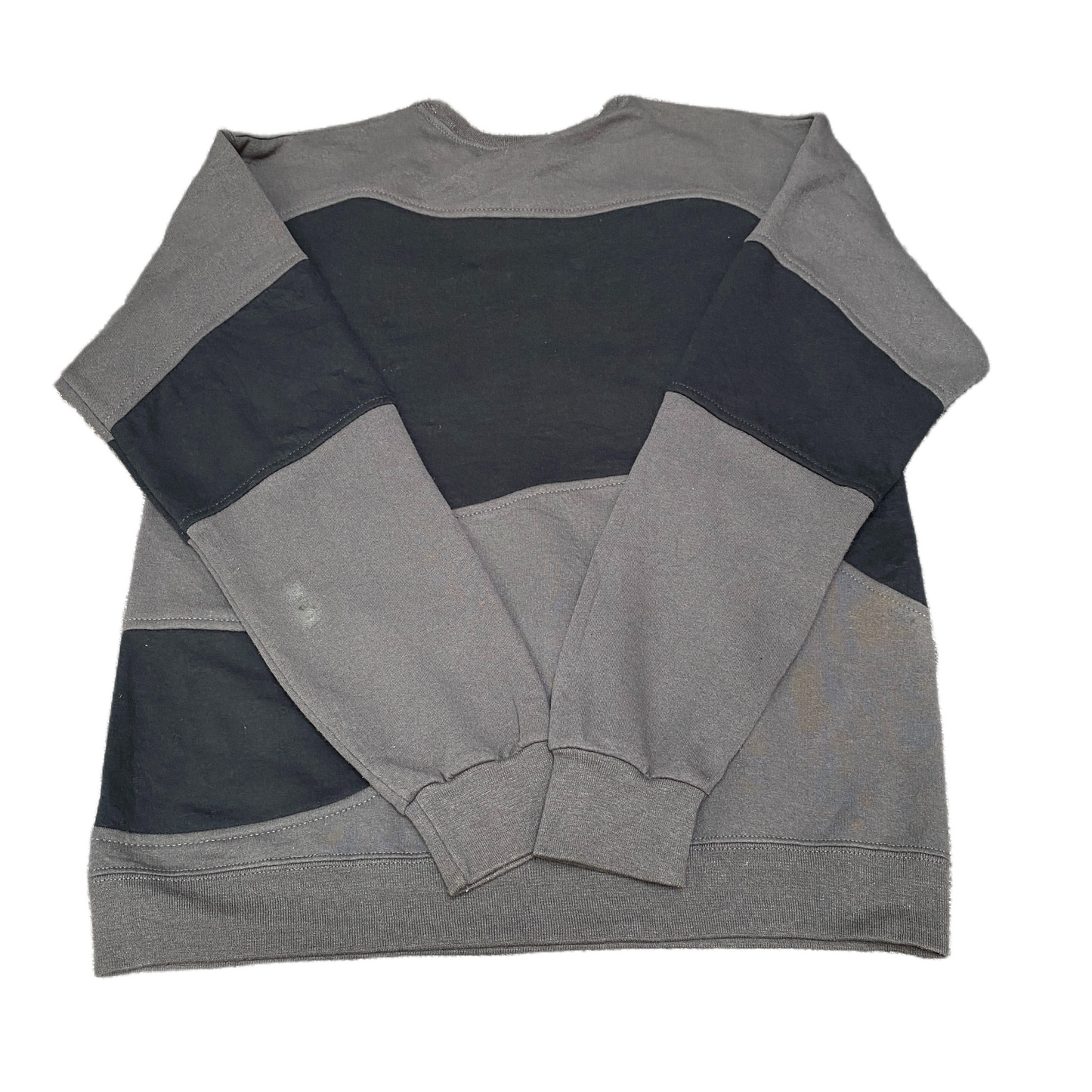 Nike Reworked Sweatshirt Mens S Grey Black Embroidered Spellout Logo Vintage Y2K