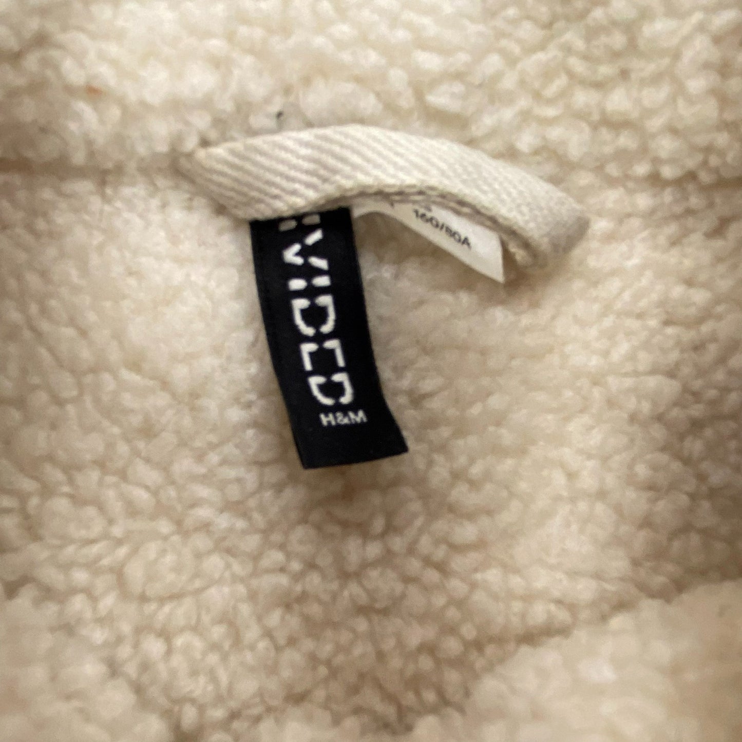Divided H&M Trucker Jacket Women Medium White Sherpa Lined Collared Button Front