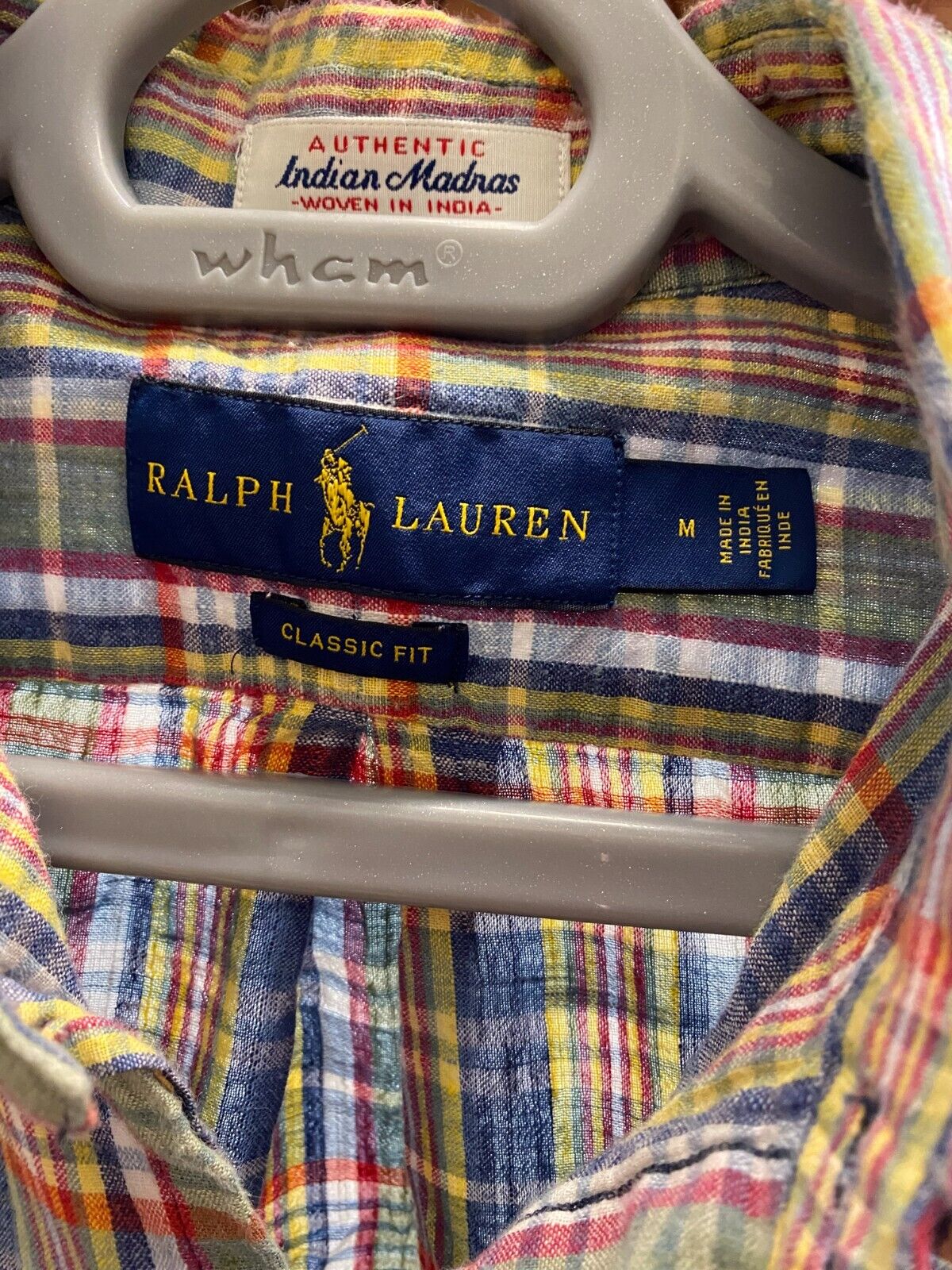 Ralph Lauren Shirt Men M Multicolour Plaid Classic Fit Small Blue Polo Pony Logo