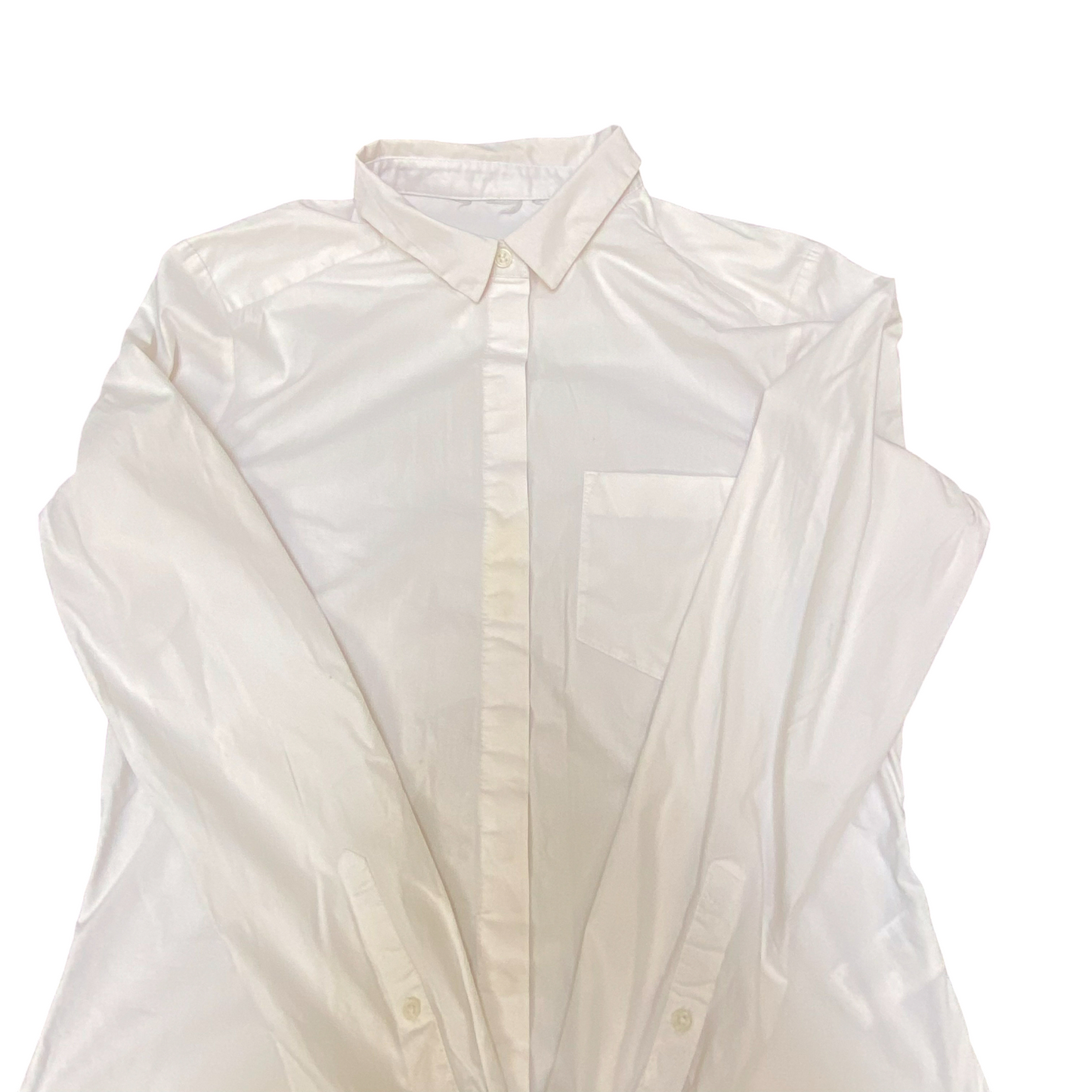 Shirt Top Womens M White Long Sleeve Chest Pocket Collared Button Down Outdoor