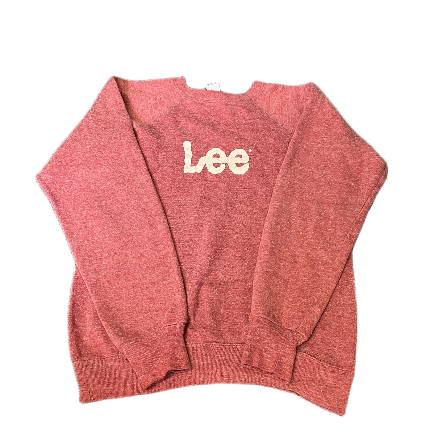Vtg Ms Lee Sweatshirt Womens Medium Red Heather Fleece Lined Crewneck Pullover