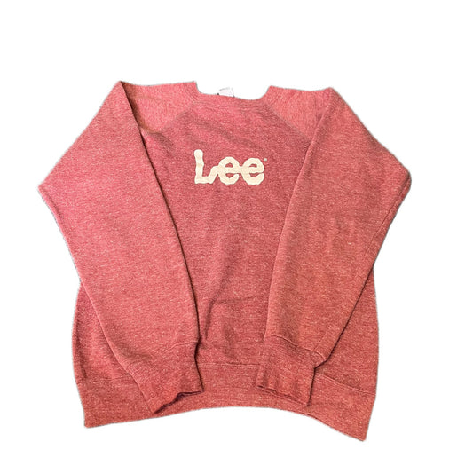 Vtg Ms Lee Sweatshirt Womens Medium Red Heather Fleece Lined Crewneck Pullover