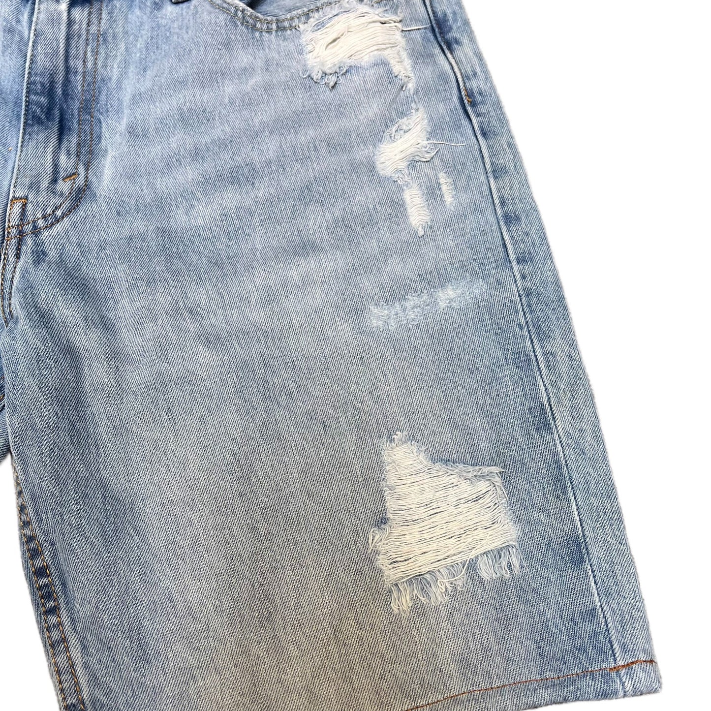 Levi's 511 Jean Shorts Fits as Men XL 37" Waist Blue Denim Light Wash Distressed