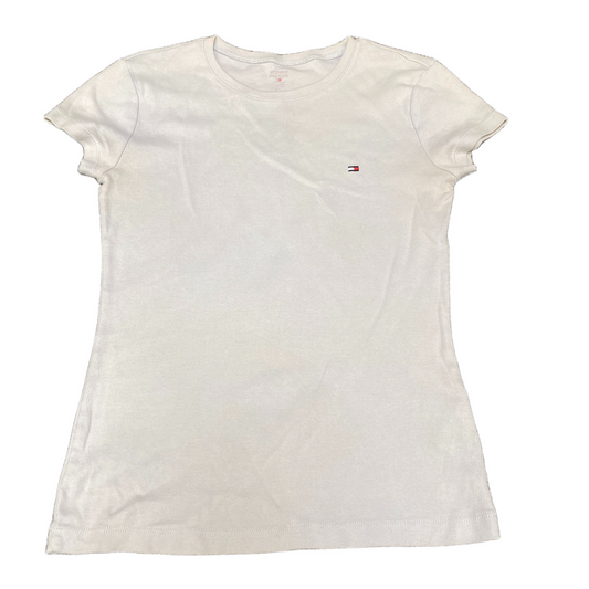 Tommy Hilfiger T-Shirt Girls Small White Short Sleeve Crew Neck Pullover Tee