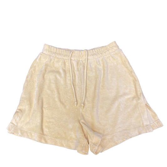 Sweat Shorts Womens Medium Yellow Comfort Regular Fit Drawstring Elastic Waist