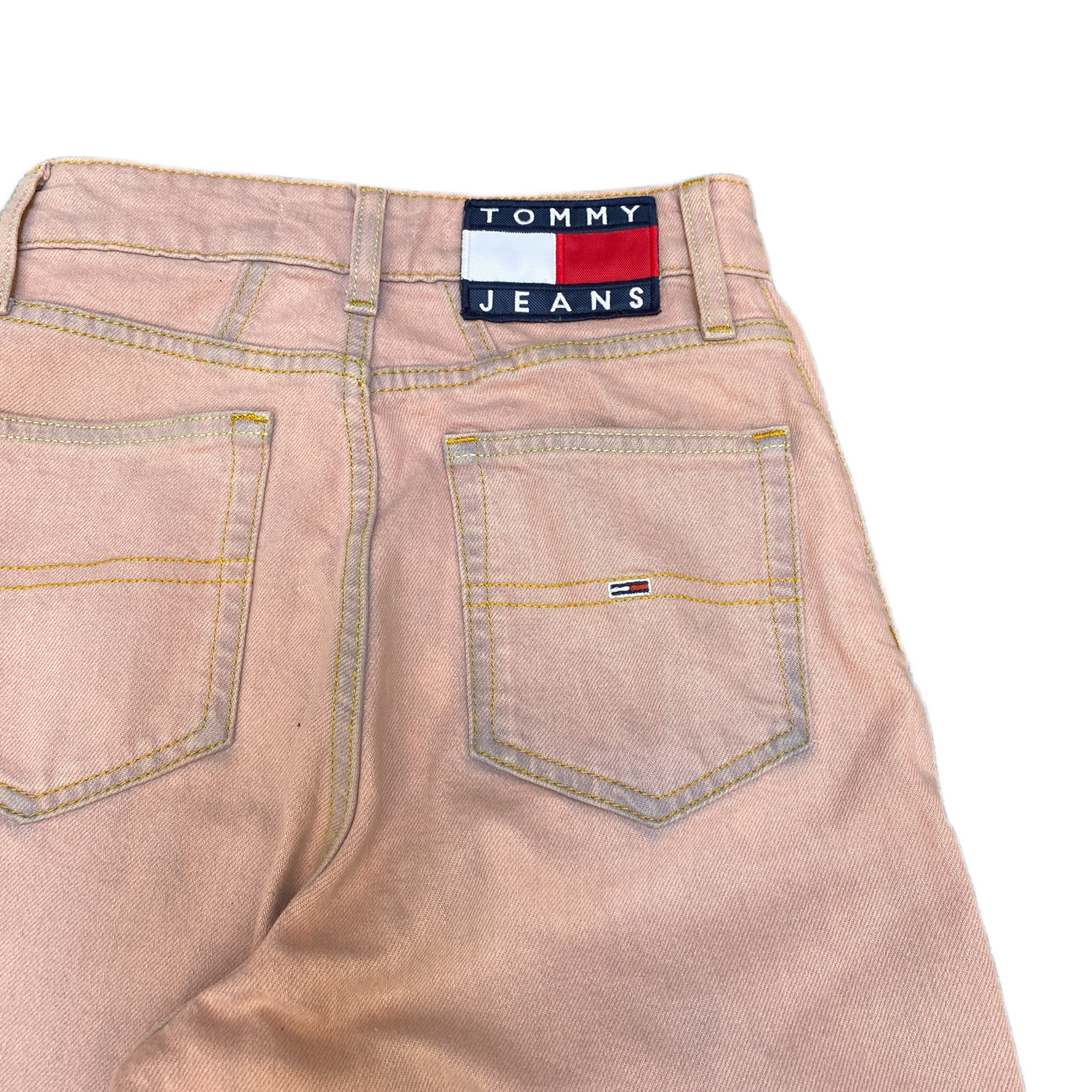 Tommy Hilfiger Jeans Fits as Women 24" Waist Pink Denim Double Stitch Skinny Leg