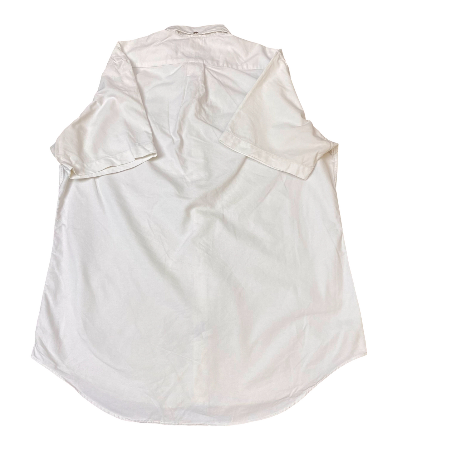 Ralph Lauren Shirt Mens M White Short Sleeve Blue Pony Logo Collar Button Down