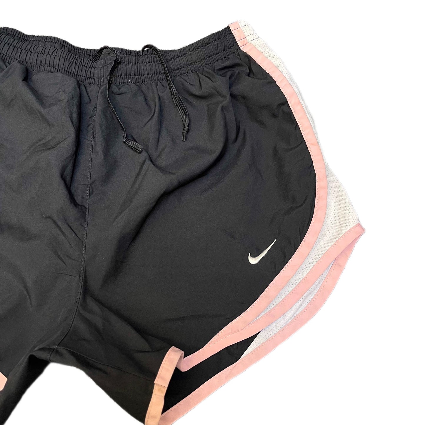 Nike Running Sprinter Shorts Women Small 26" Waist Black Mesh Panels Dolphin Hem