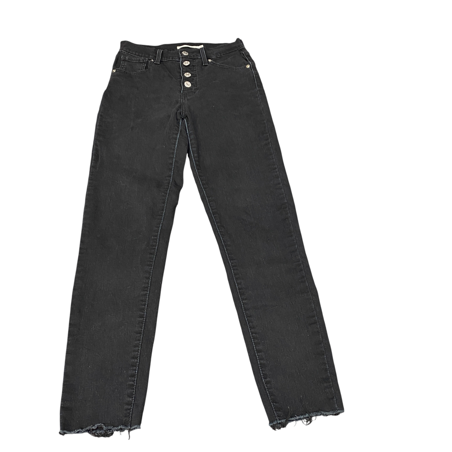 Levi's Jeans Women 25" Waist Black Mile High Super Skinny Leg Raw Hem Button Fly