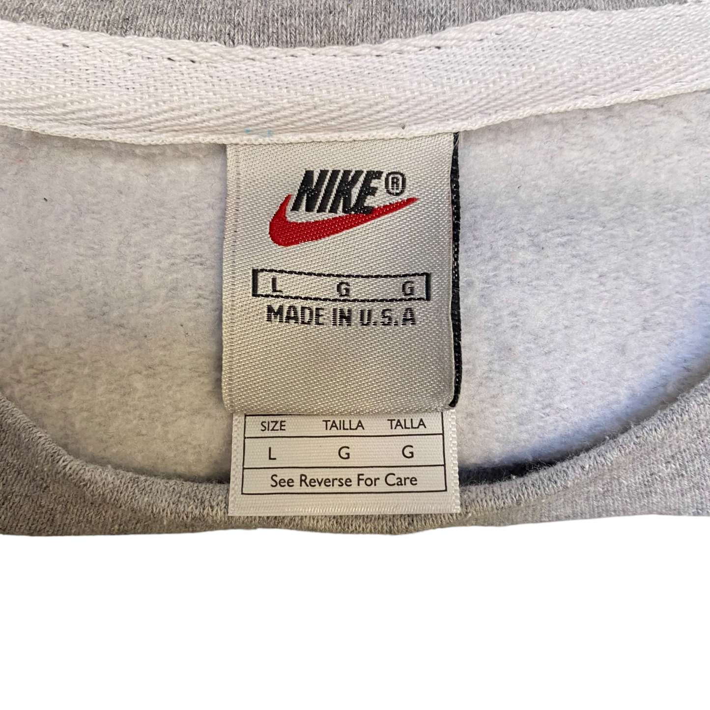 Nike Reworked Sweatshirt Men L Grey Purple Embroidered Spellout Logo Vintage Y2K