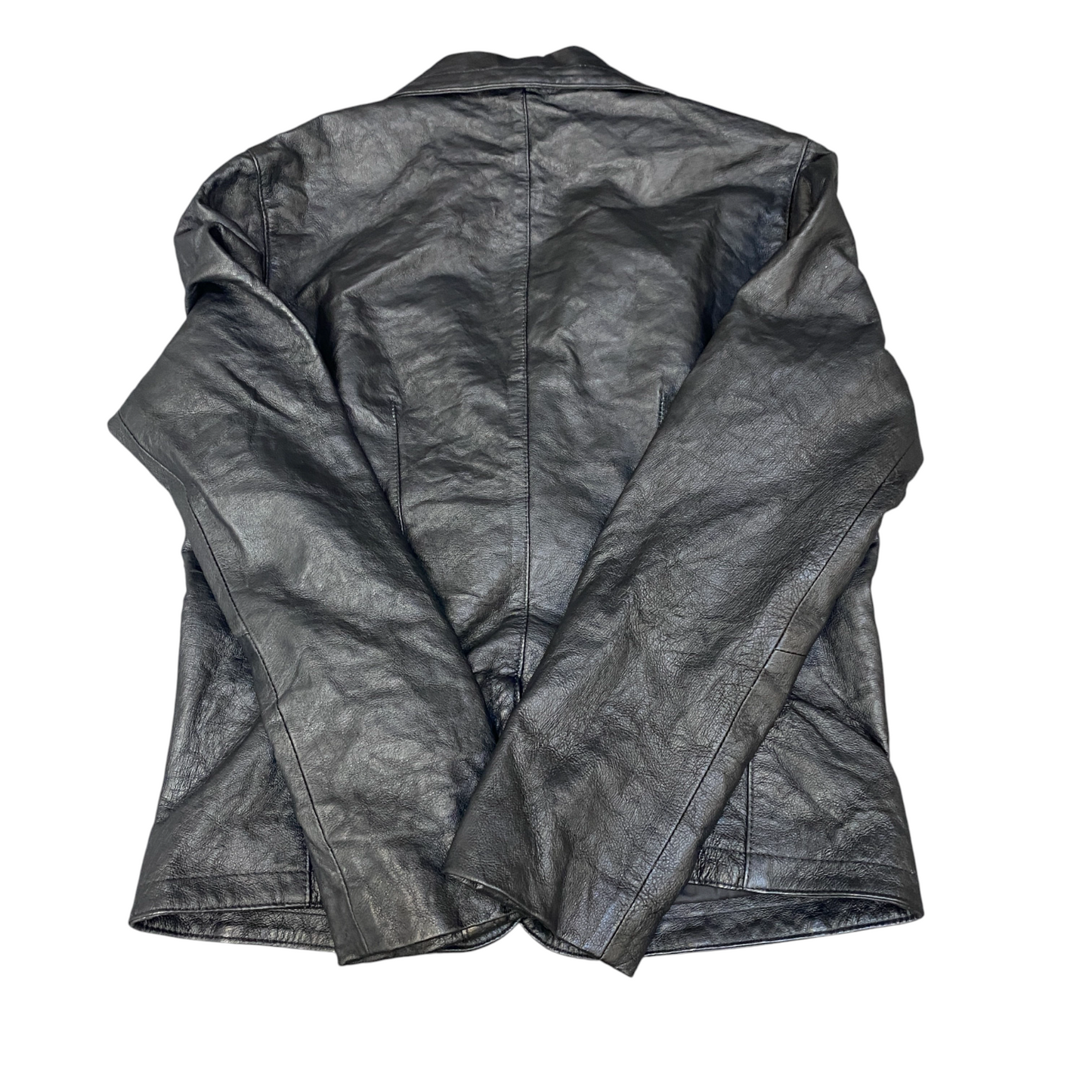 Solo Genuine Leather Blazer Jacket Womens M Black Notch Lapel Single Breasted