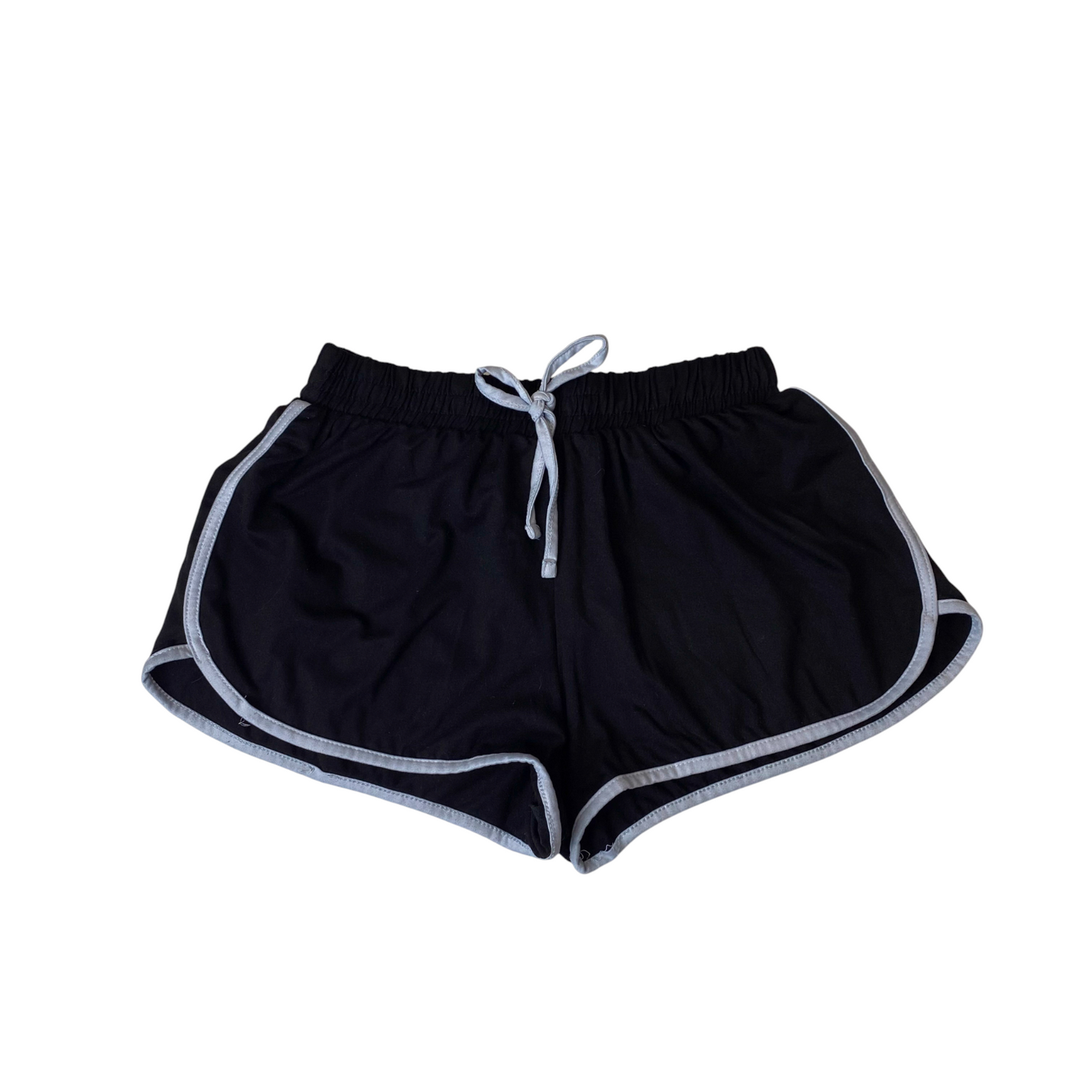 Women's Running Shorts S Black High Stretch Pleated Drawstring Waist Athletic