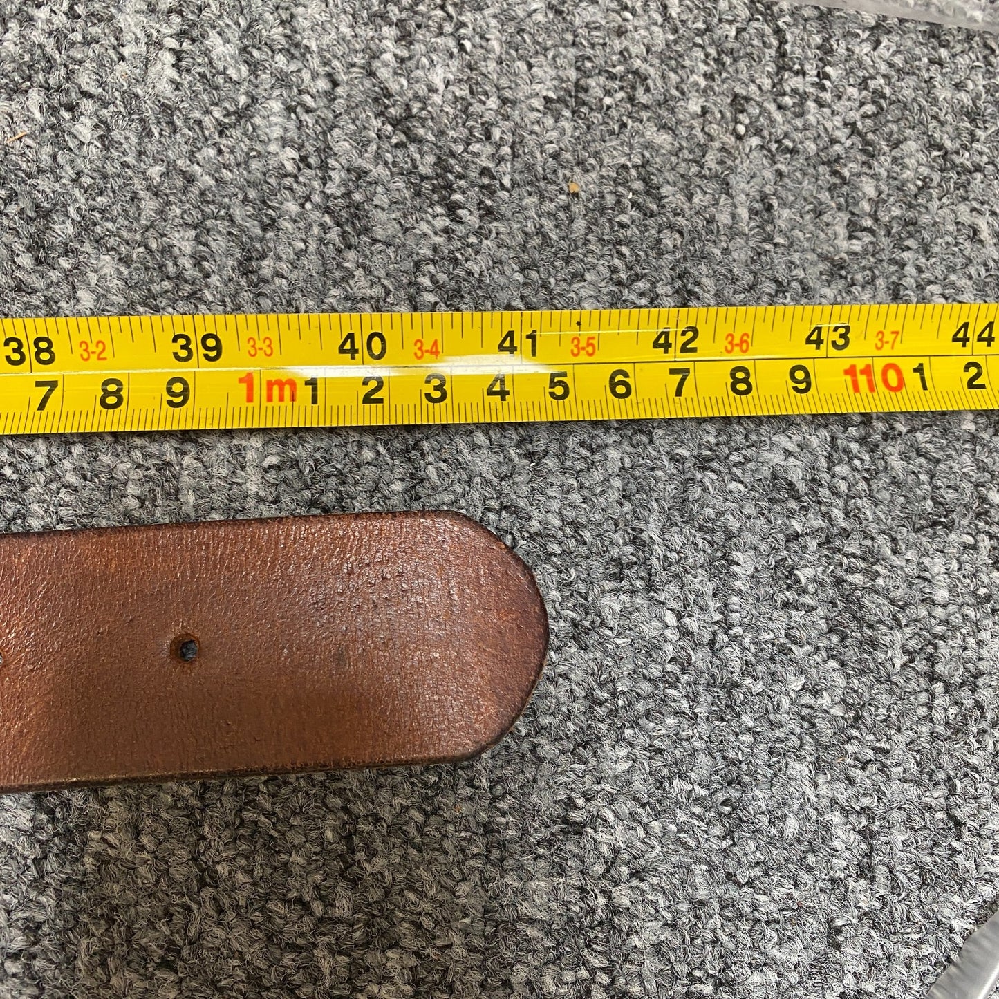 Waist Belt Men Dark Brown Leather Adjustable Silver Pin Buckle 41 inches