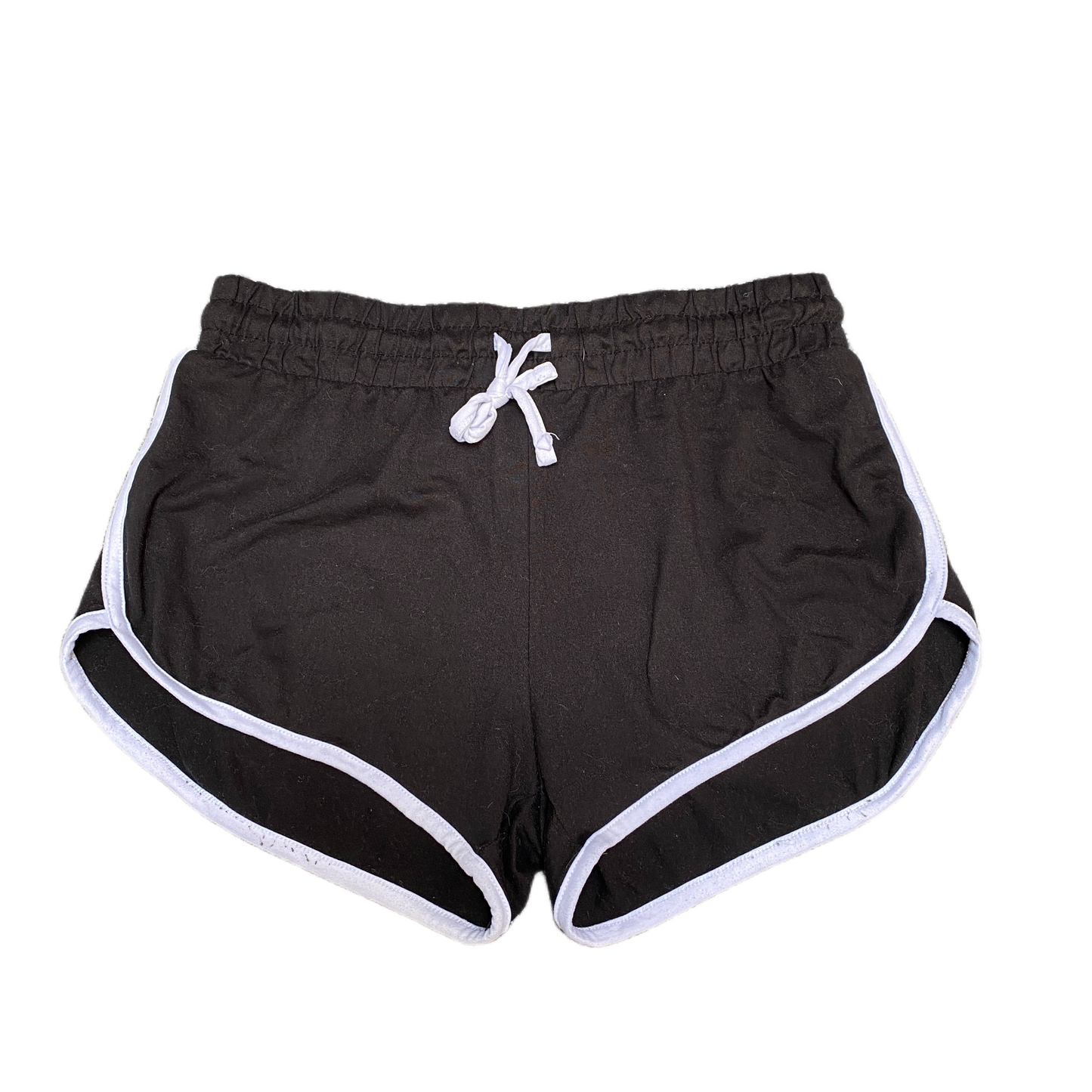 Running Sprinter Shorts Women L 28" Waist Black Athletic Gym Workout Dolphin Hem