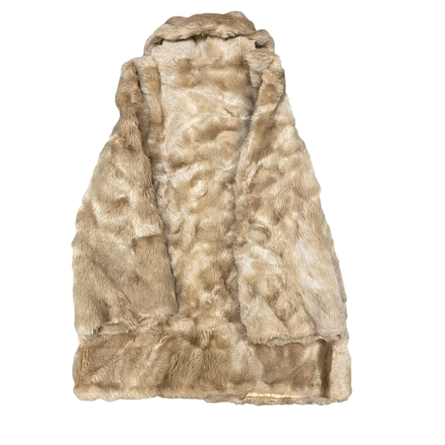 Sears Fashion Mink Faux Fur Jacket Women Medium Beige Lined Long Sleeve Collared