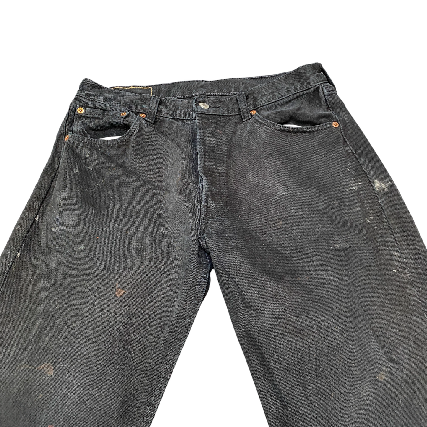 Levi's 501 Jeans Mens 32" Waist Black Red Tab Flat Front Grunge Straight Leg