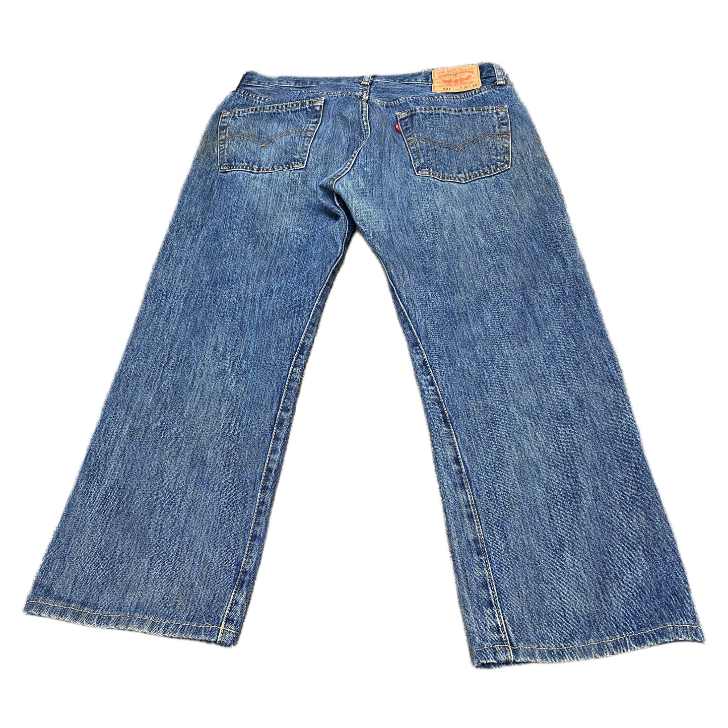 Levi's Jeans Fits as Mens 35" Waist Blue Denim Medium Wash Red Tab Straight Leg