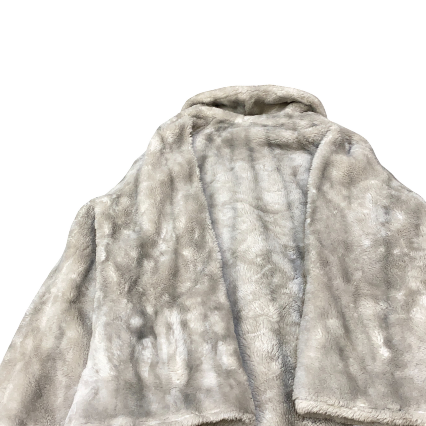 Womens Genuine Faux Fur Coat Medium Grey Cozy Warm Long Sleeve Shawl Open Front