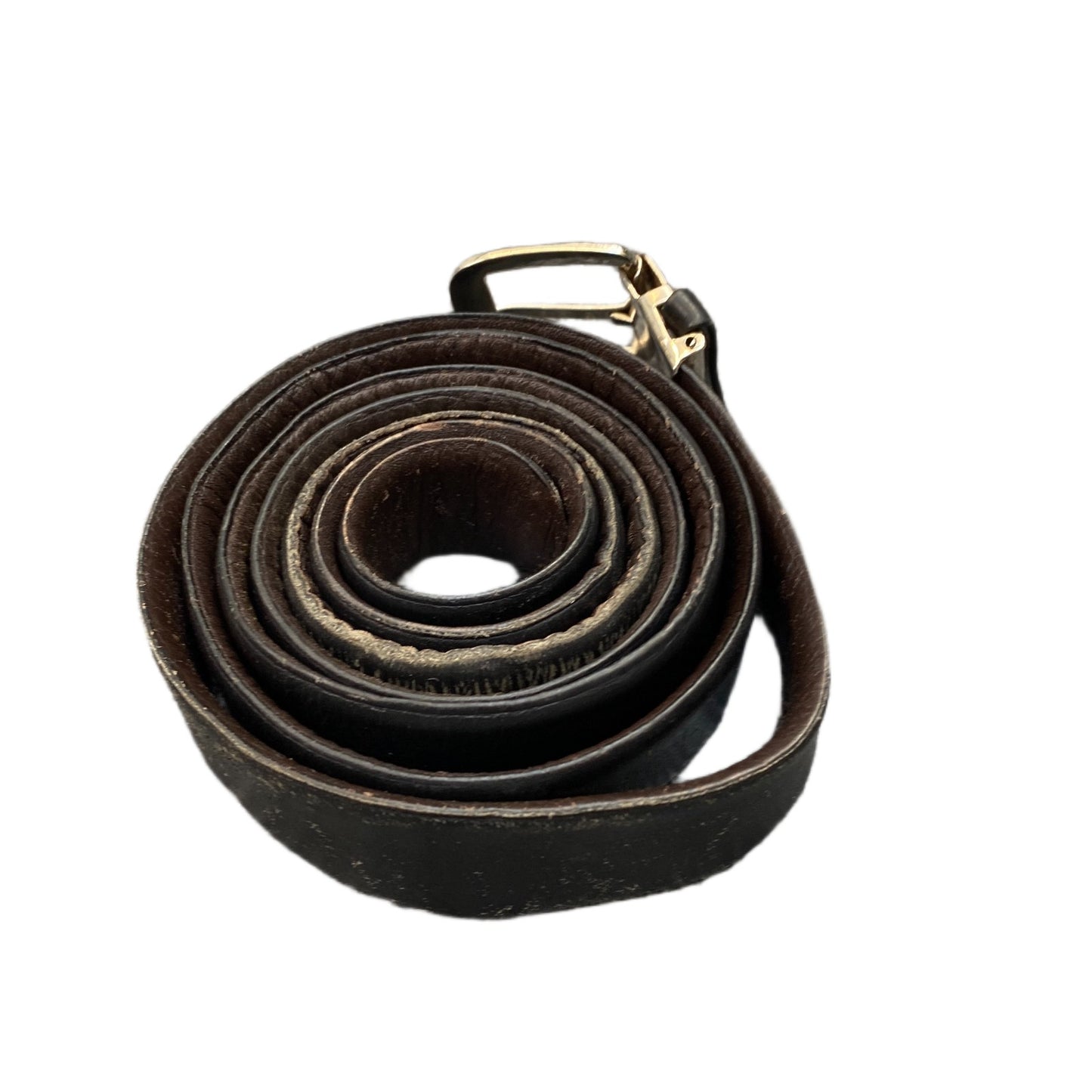 Waist Belt Mens Black Leather Adjustable Reversible Silver Pin Buckle 65 Inches