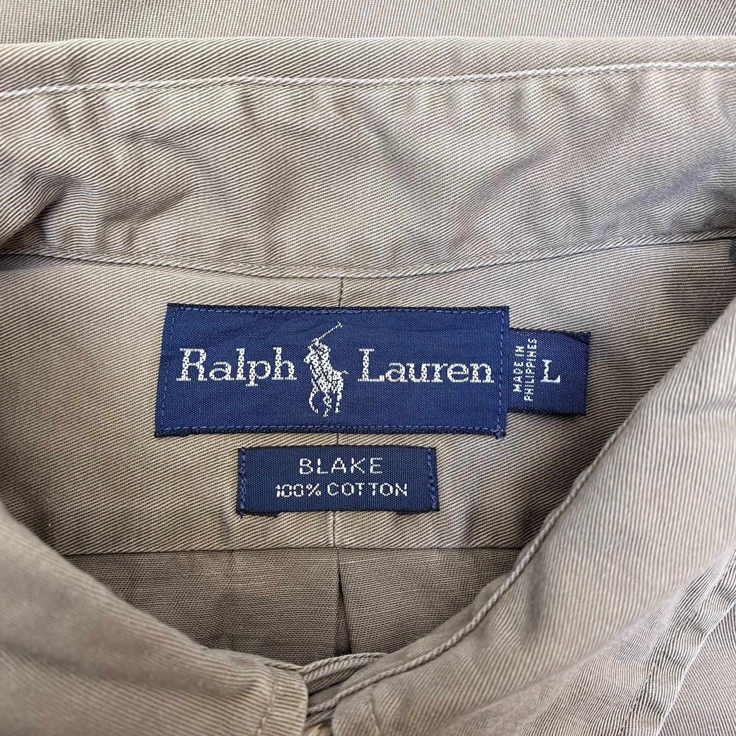 Ralph Lauren Shirt Mens L Grey Blake Long Sleeve Blue Pony Logo Button Down