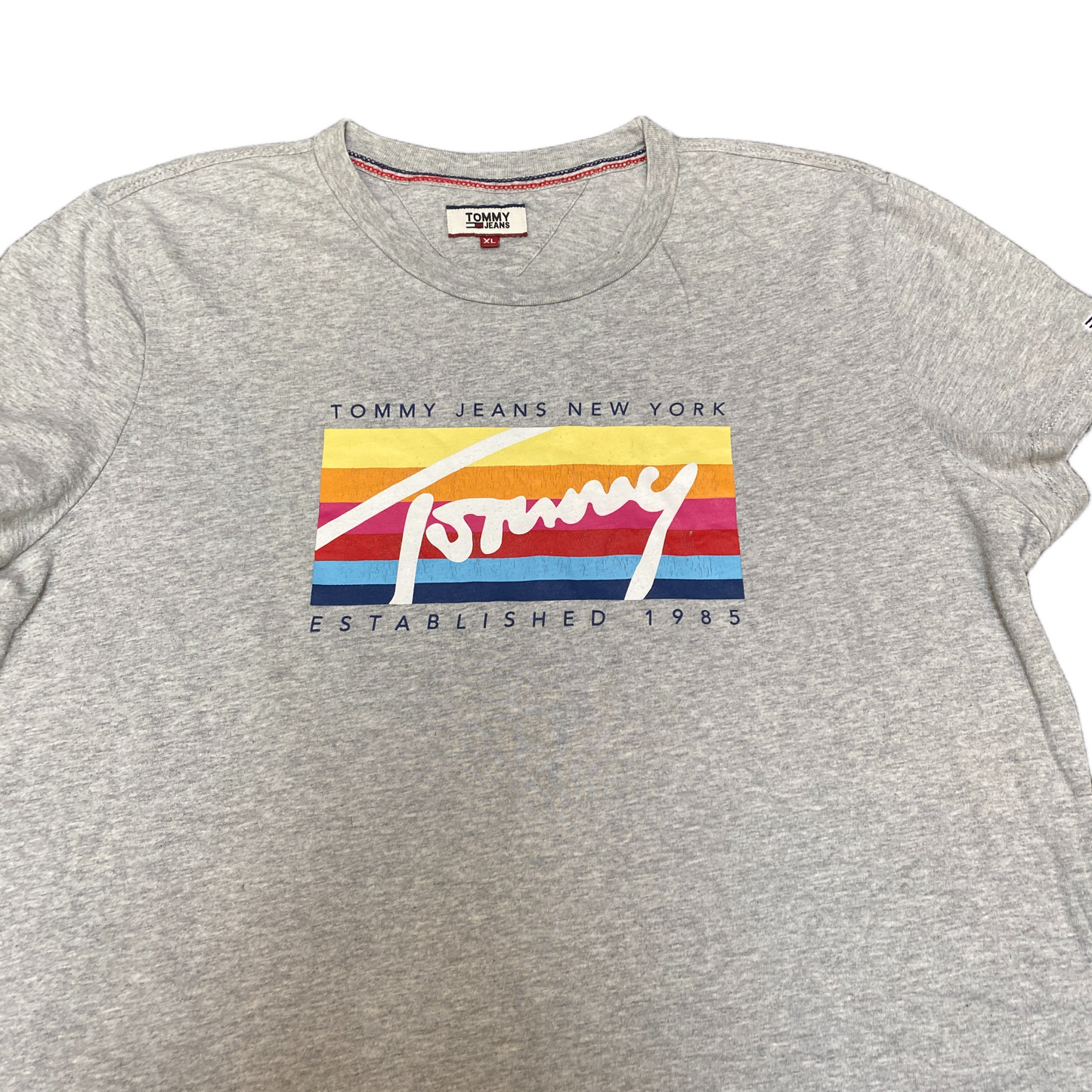 Tommy Hilfiger T-Shirt Womens XL Grey Heather Regular Fit Graphic Print Pullover