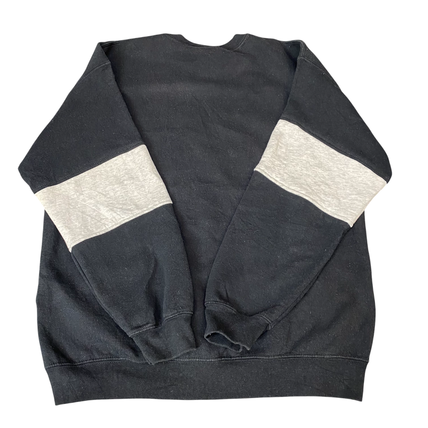 Nike Reworked Sweatshirt Mens Large Black Grey Embroidered Spellout Logo Vtg Y2K