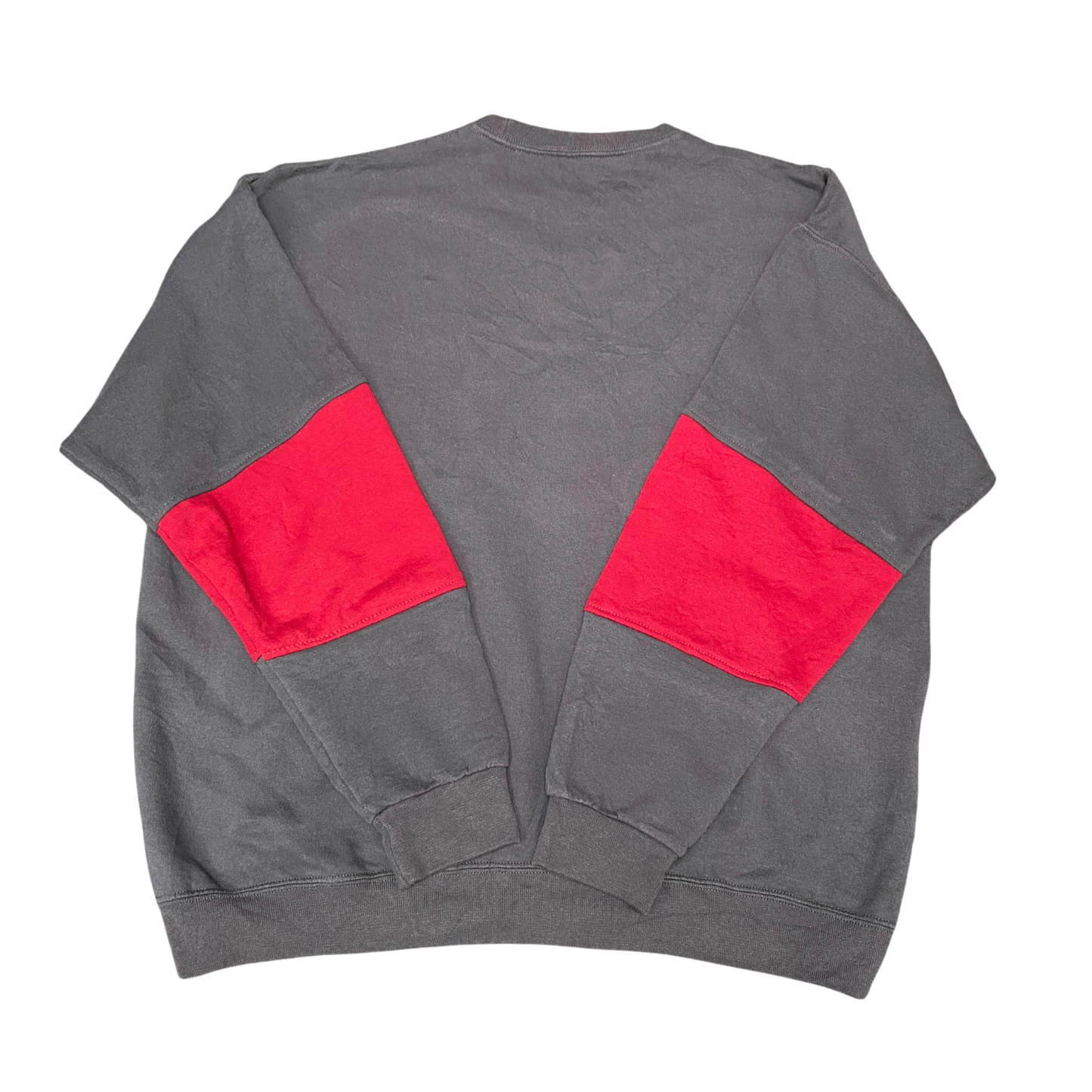 Nike Reworked Sweatshirt Mens XL Grey Red Embroidered Spell Out Logo Pullover