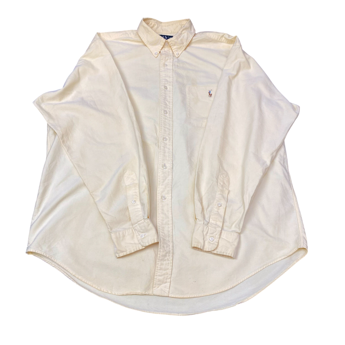 Ralph Lauren Shirt Mens XL Yellow Classic Fit Long Sleeve Pony Logo Button Down