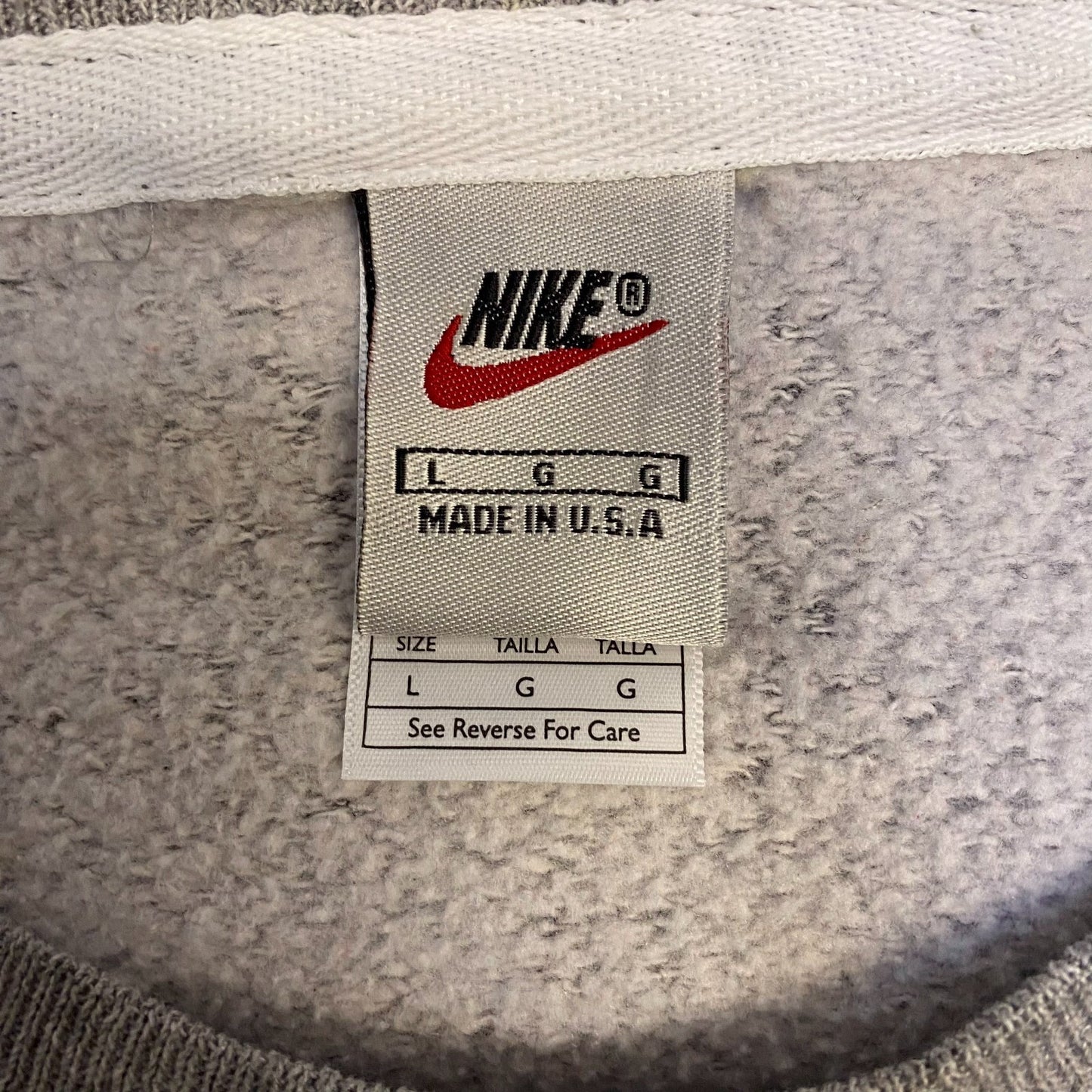 Nike Reworked Sweatshirt Mens L Blue Grey Embroidered Spellout Logo Vintage Y2K