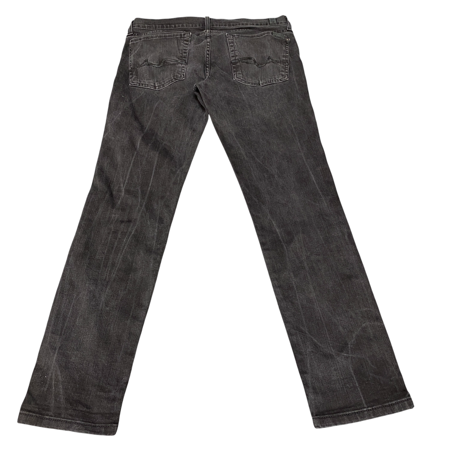 7 For All Mankind Roxanne Jeans Mens 33" Waist Black Flat Front Straight Leg