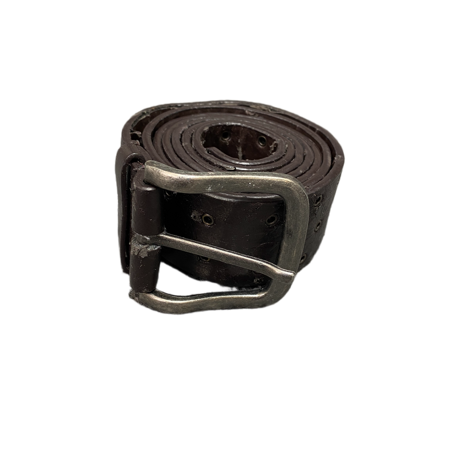 Waist Belt Womens Brown Leather Floral Adjustable Silver Pin Buckle 46 Inches