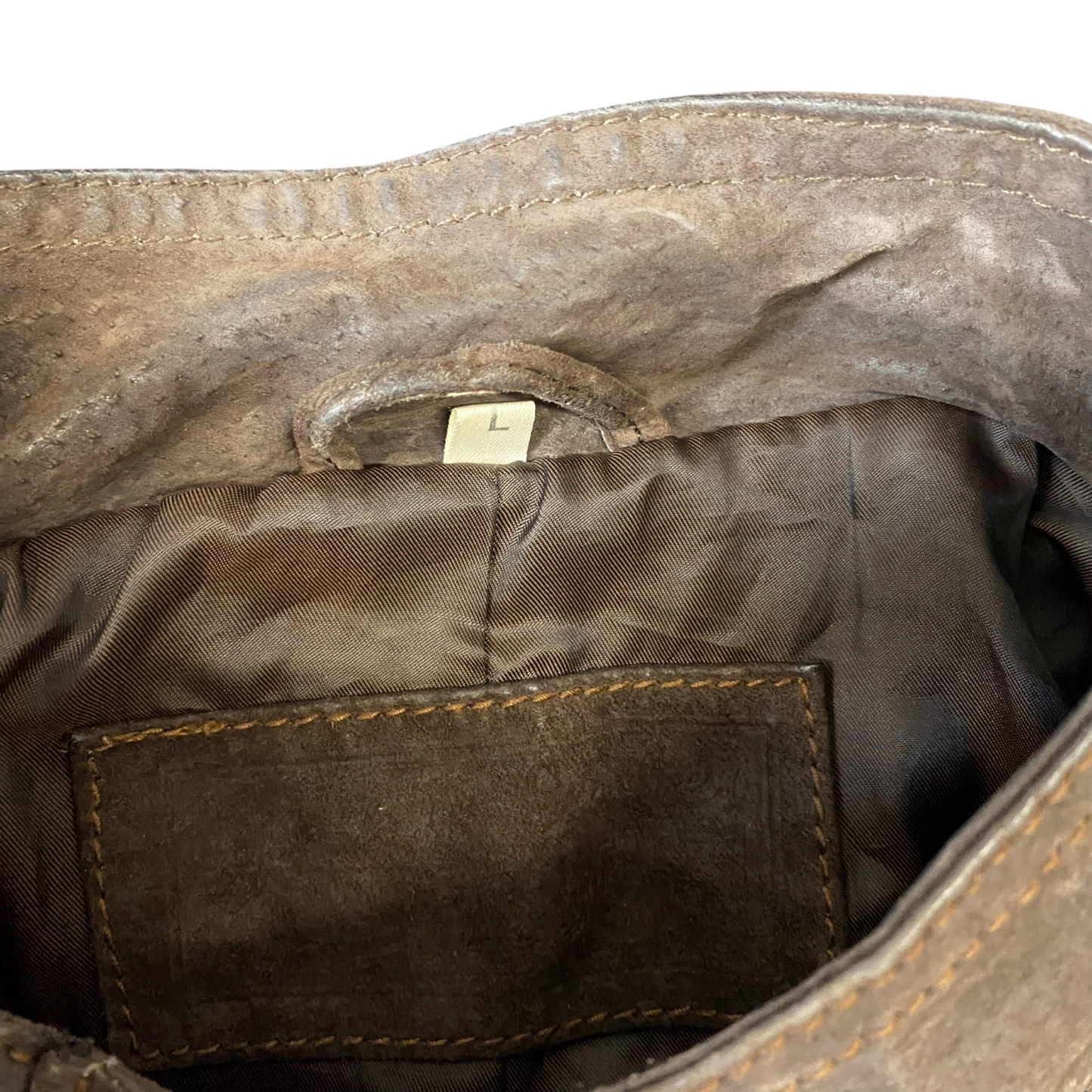 Yessica C&A Suede Leather Biker Jacket Womens L Brown Belted Waist Button Front