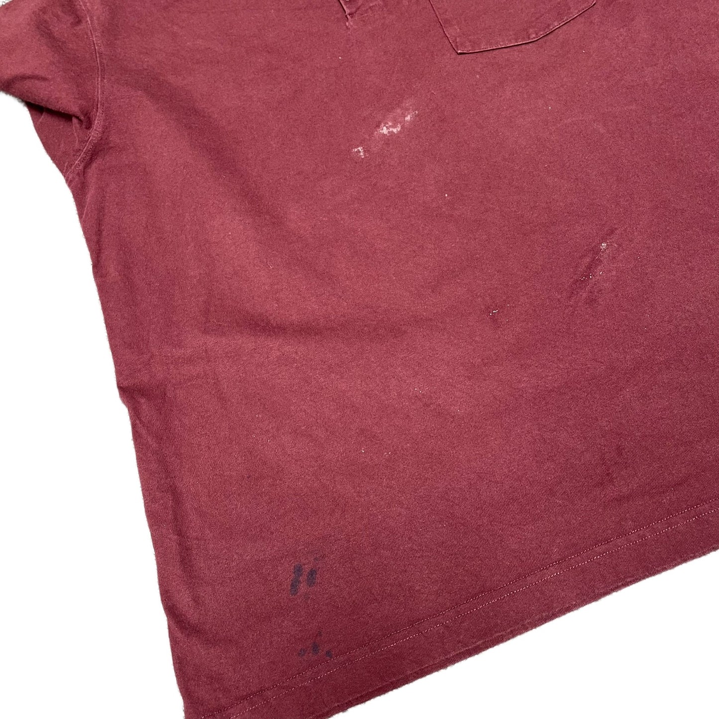 Carhartt Henley Pocket T-Shirt Men Large Red Loose Fit Short Sleeve Workwear Tee
