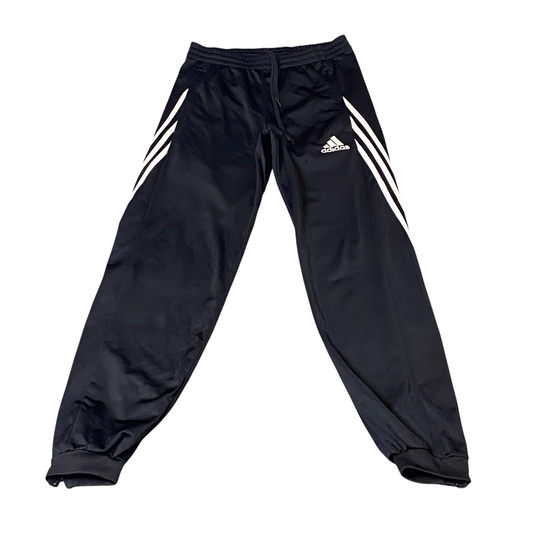 adidas Joggers Womens S Black 3 Stripes Panel Ankle Zip Tapered Fit Track Pants