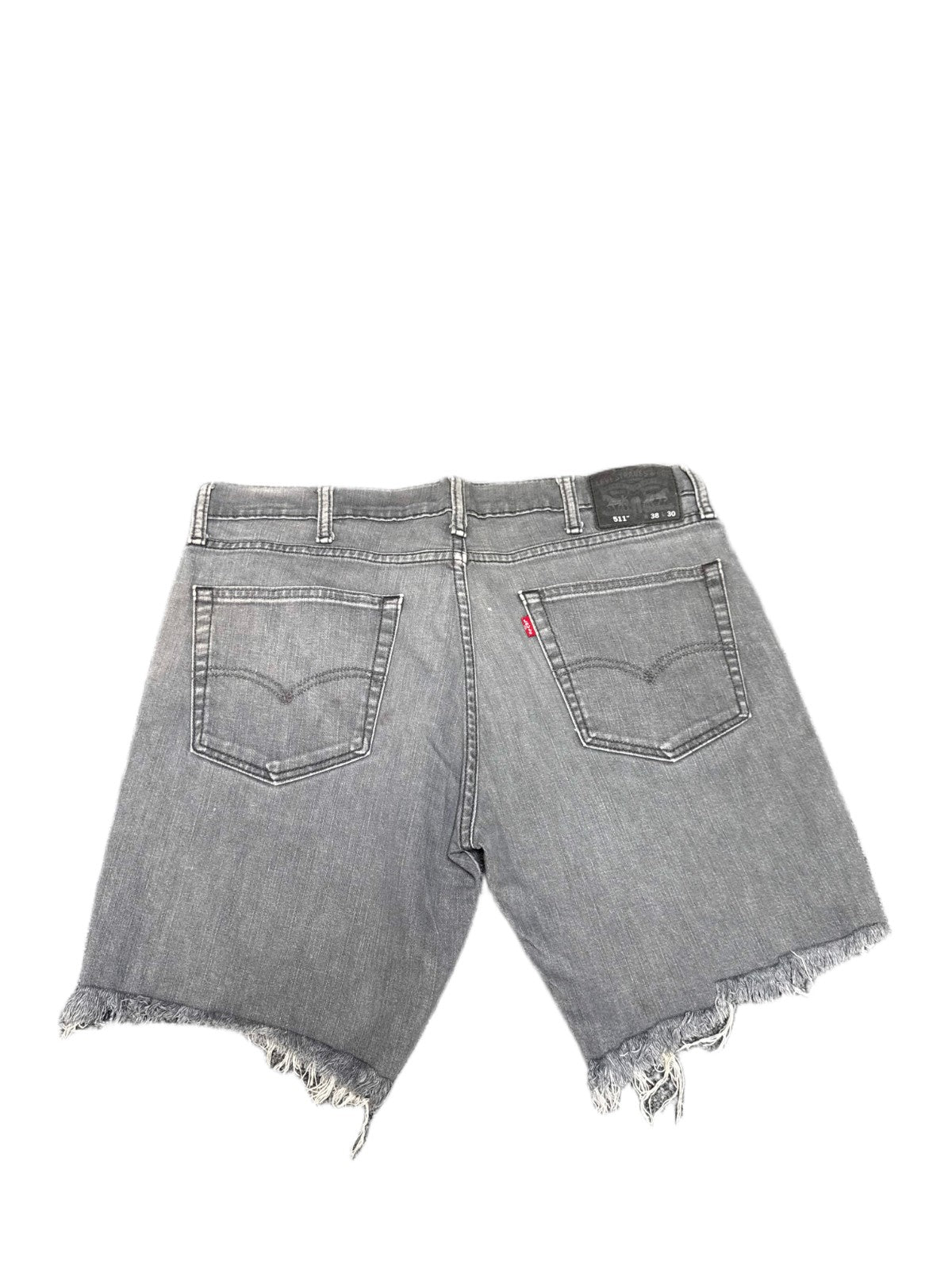 Levi's 511 Jean Shorts Fits as Mens XL 37" Waist Grey Denim Red Tab Raw Hem