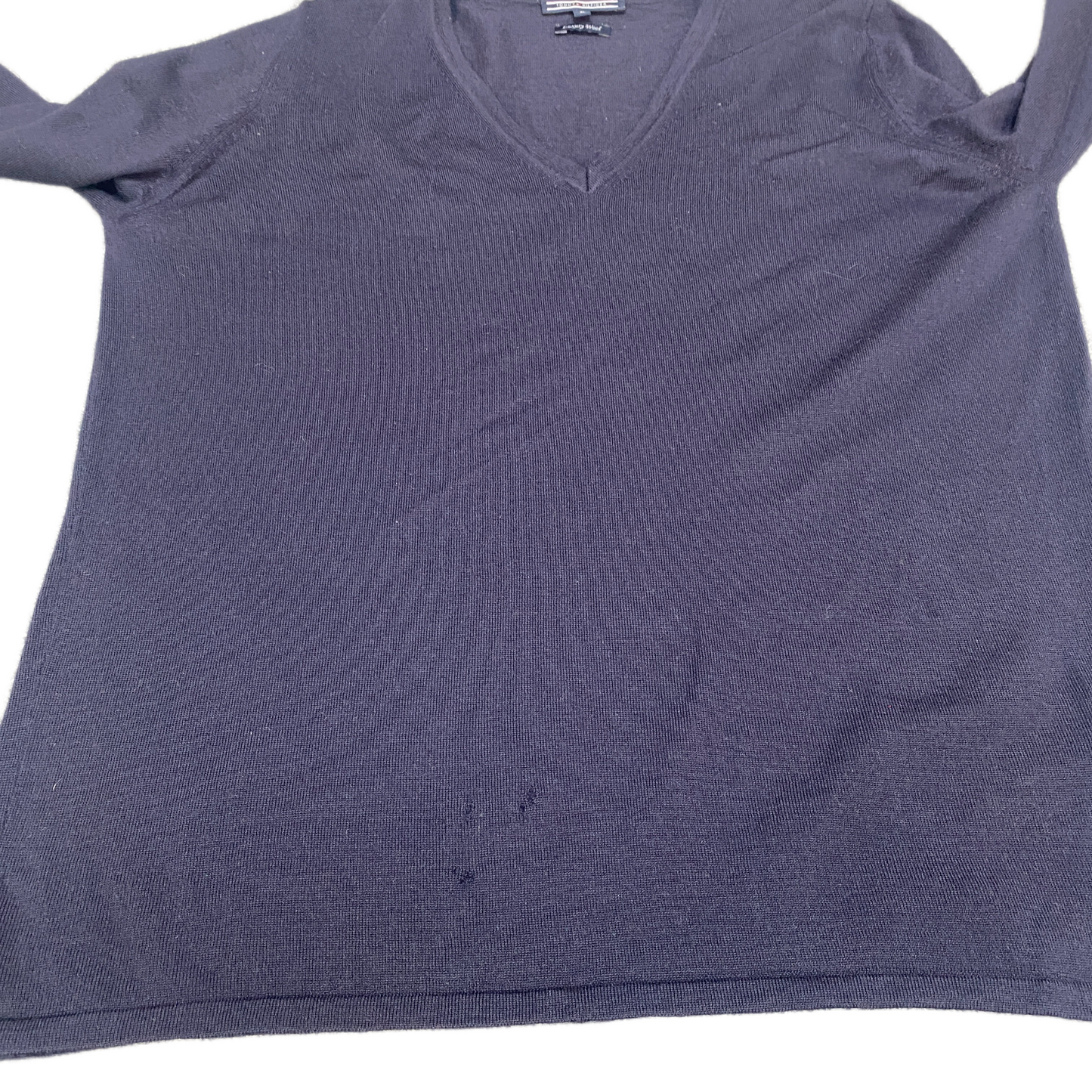 Tommy Hilfiger Jumper Mens XL Navy Luxury Wool Knit Long Sleeve V Neck Pullover
