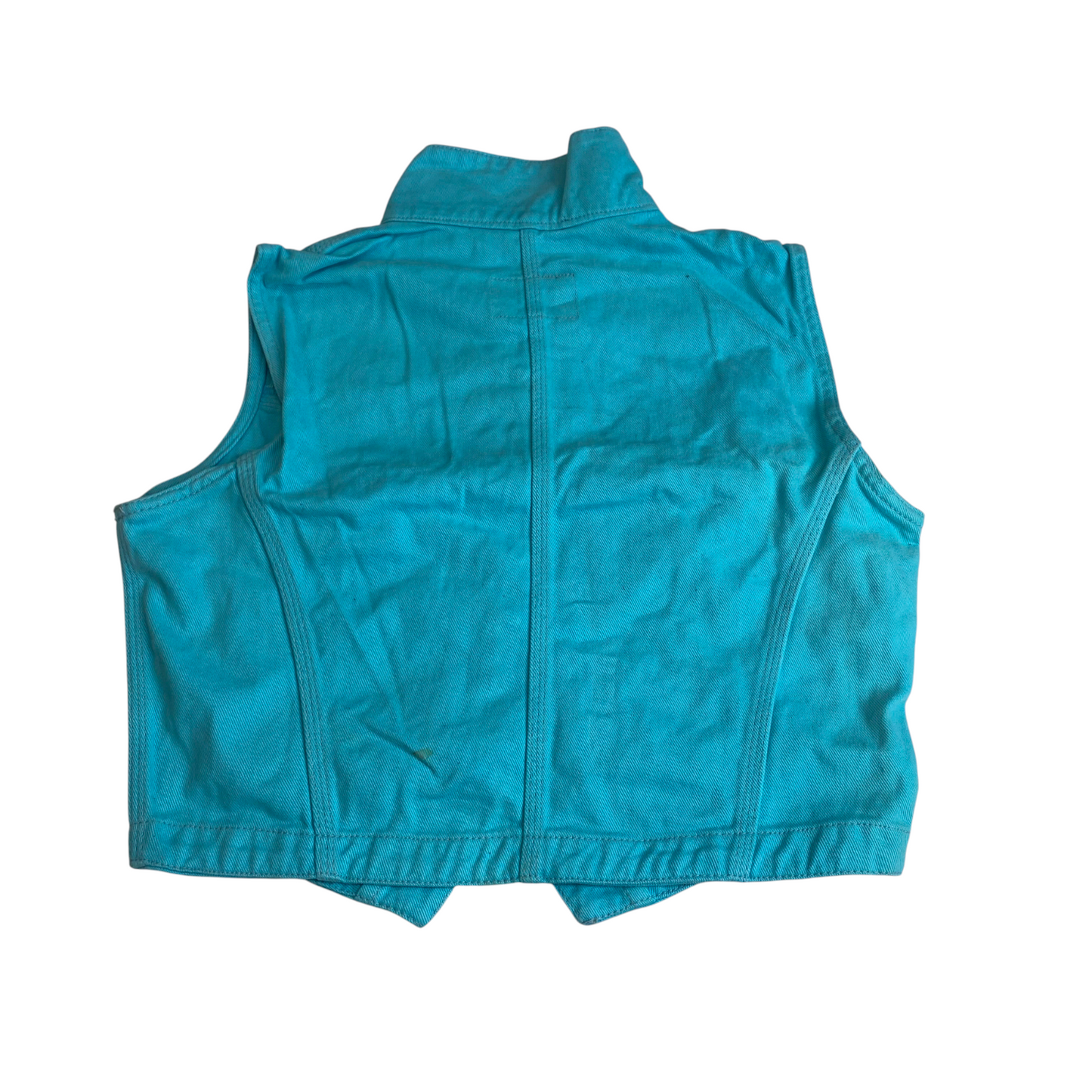 Omat Vest Womens L Blue Denim Flap Pockets Sleeveless Button Front Outdoor