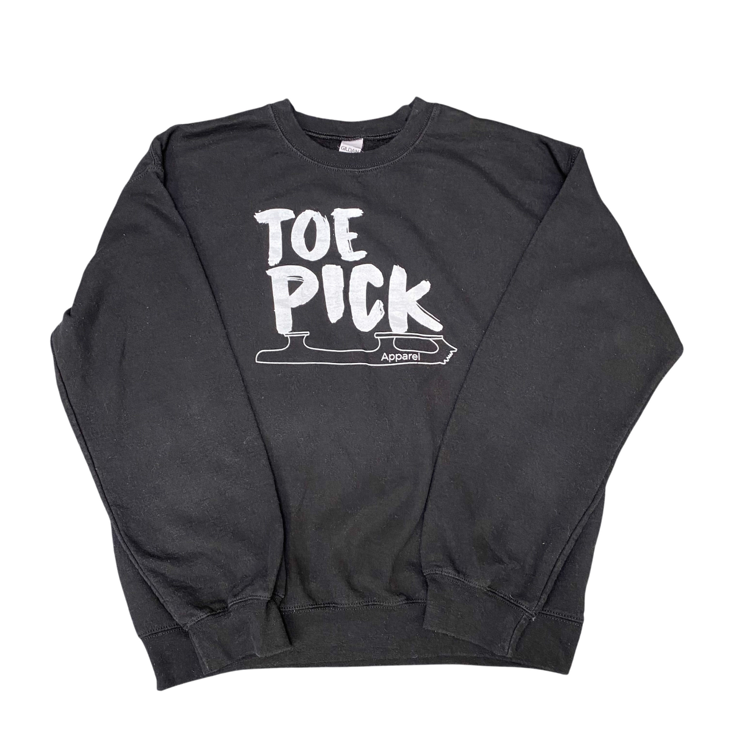 Gildan Sweatshirt Mens Medium Black Toe Pick Apparel Long Sleeve Crew Neck