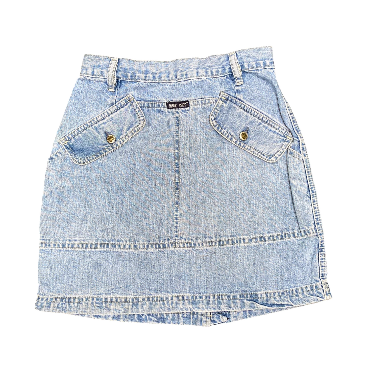 Madoc Mini Skirt Women S Blue Denim Stone Wash Stretch Comfort Casual Flat Front