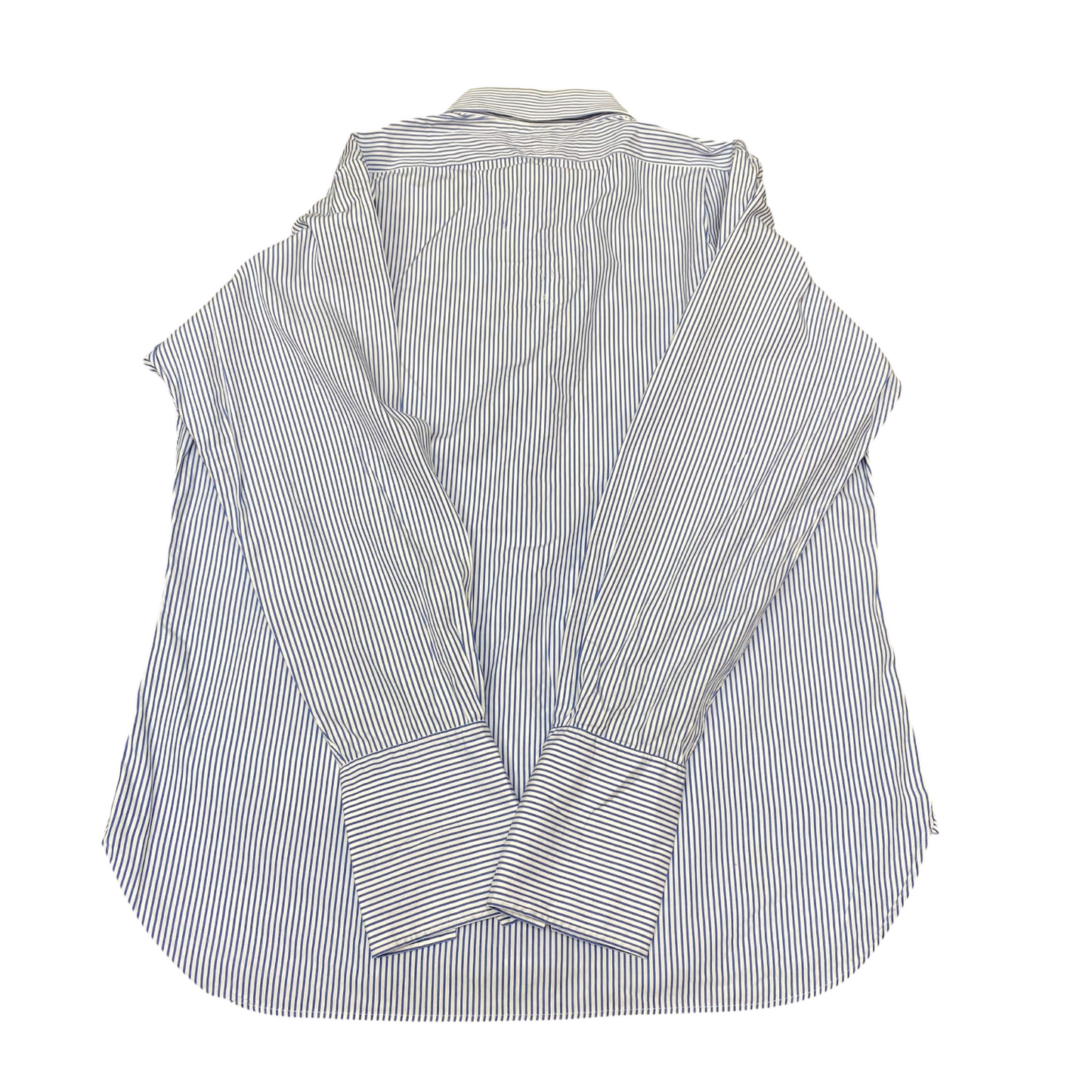 Polo Ralph Lauren Formal Shirt Mens L White Blue Striped Regent Custom Fit