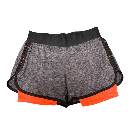 Danskin Now Sprinter Shorts Womens Medium Grey Orange Lined Dri-More Semi-Fitted